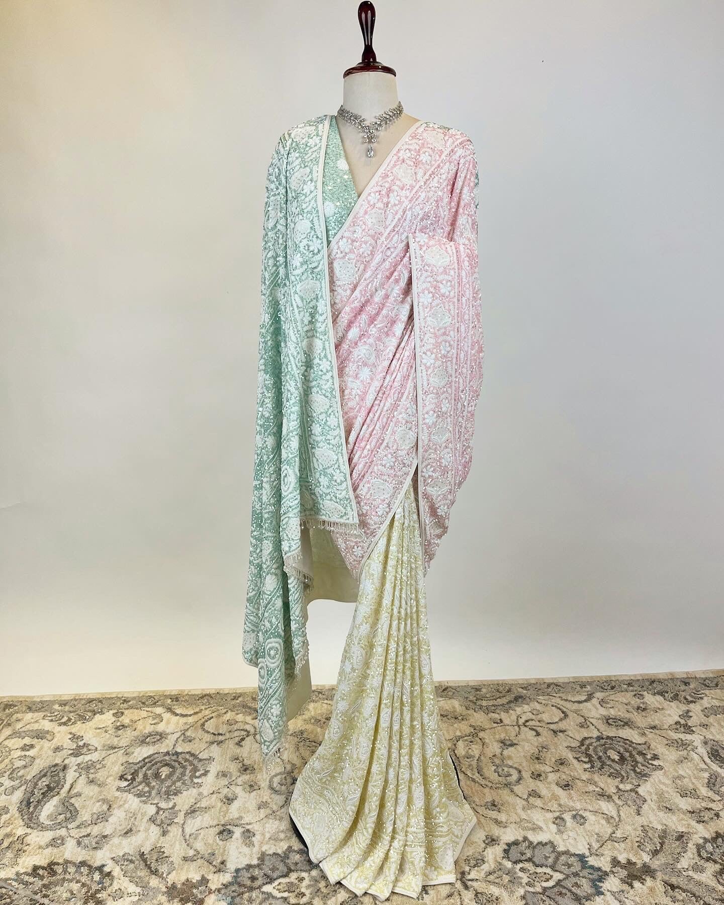 Sequin Studded Do-Taar Chikankari Saree