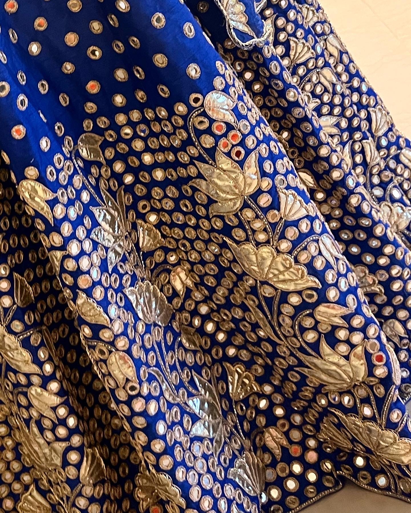 ROYAL BLUE KAMAL TALAI LEHENGA IN MIRROR & GOTA WORK