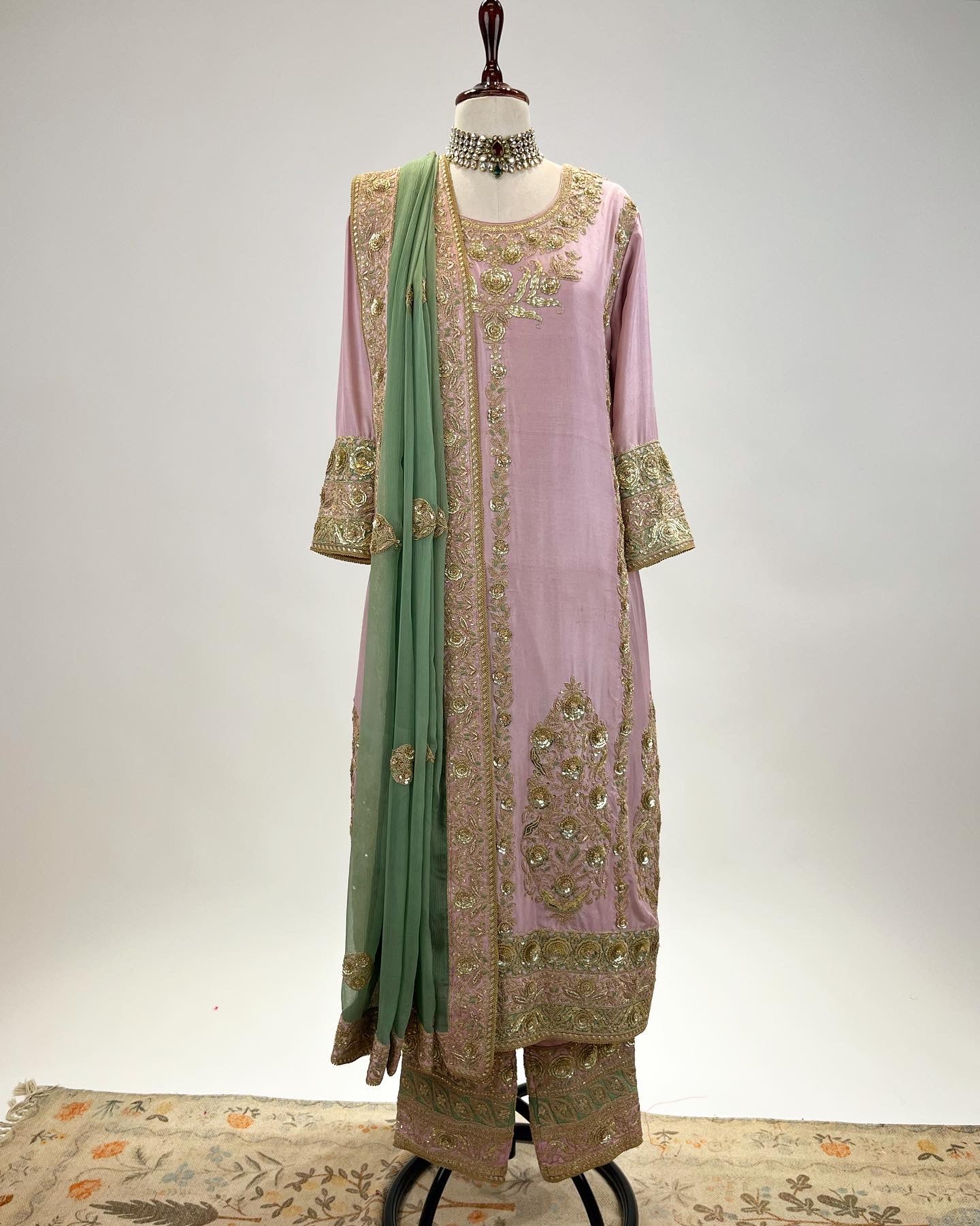 MARODI & ZARDOSI EMBROIDERED A LINE KURTA ENSEMBLE