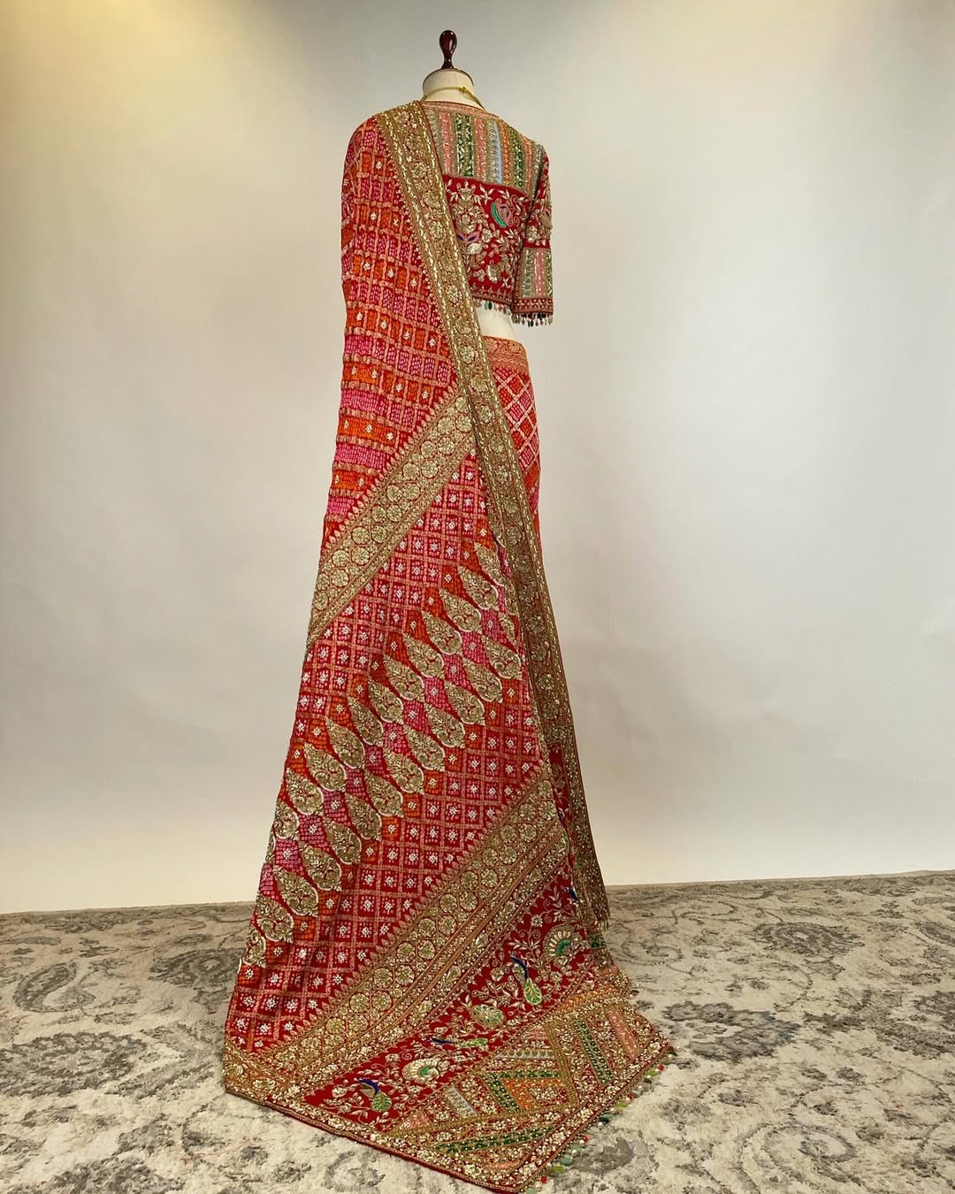 RAI BANDHEJ BENARASI SAREE WITH MARODI ZARDOSI AND RESHAM WORK PAIRED WITH BLOUSE