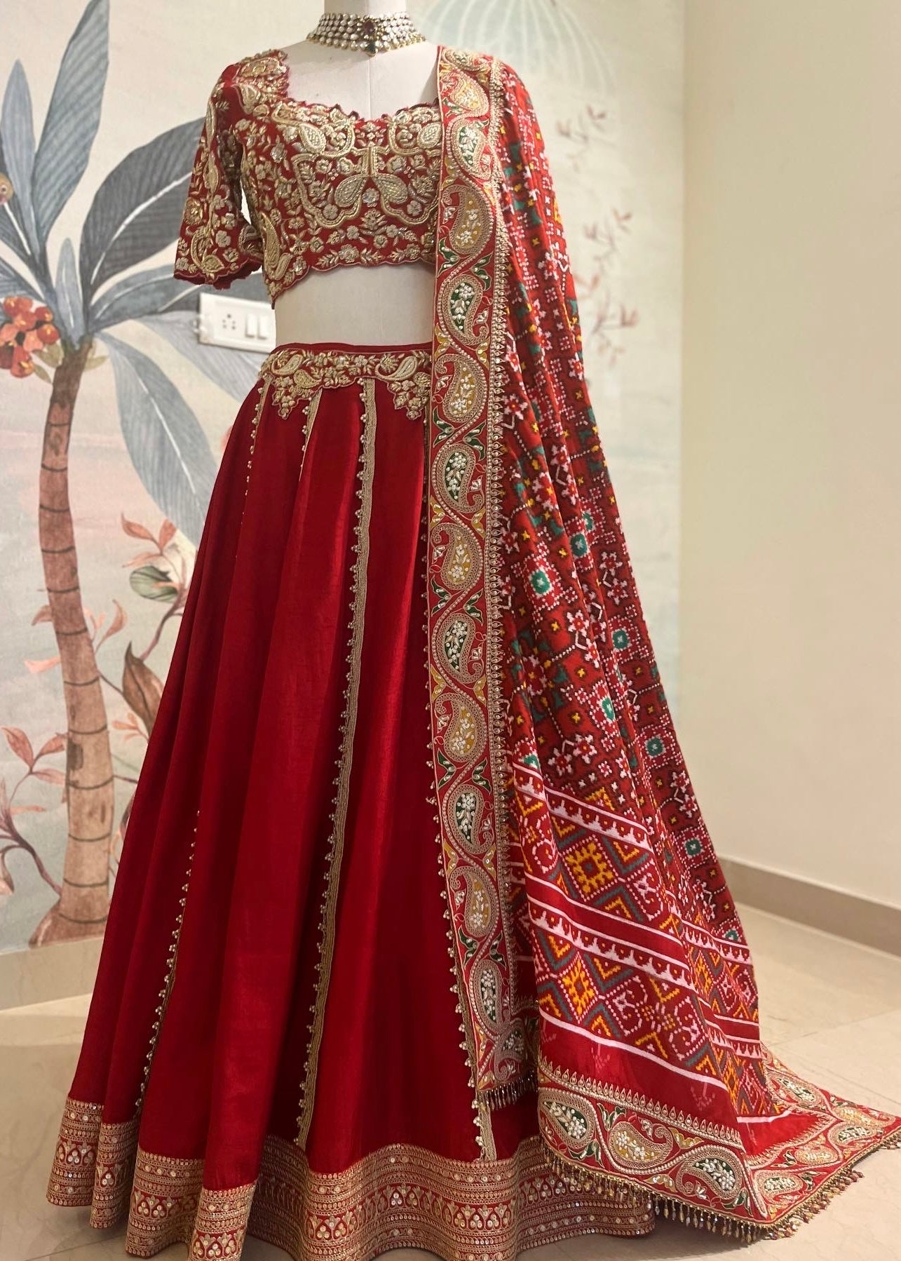 DEEP RED PATOLA LEHENGA