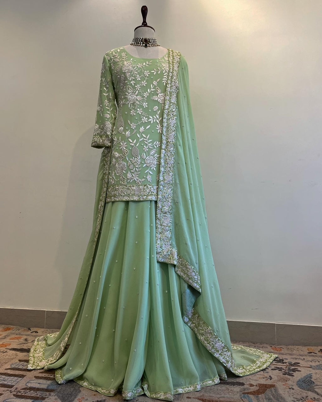 PASTEL GREEN GARA SHARARA