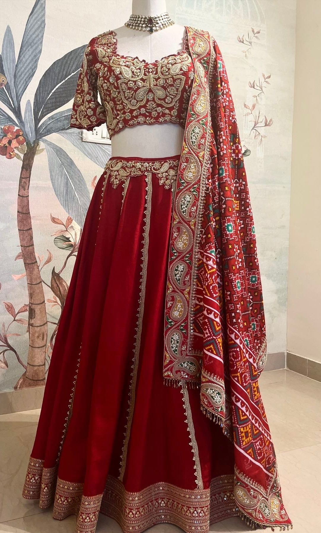 DEEP RED PATOLA LEHENGA