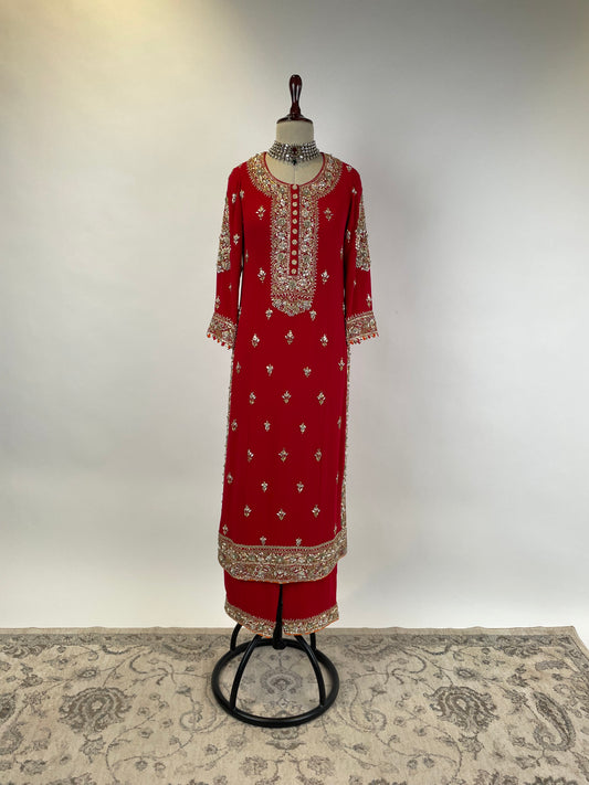 Pure Gorgette Kurta & Pant in Zardosi Work