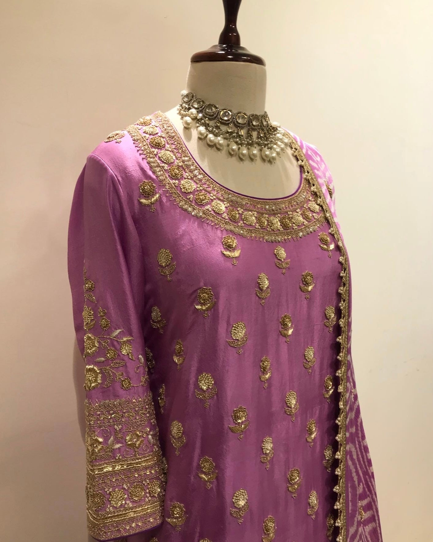 OMBRE LAVENDER HUES WITH MARODI, FRENCH KNOTS, ZARDOSI & BANDHEJ SHARARA