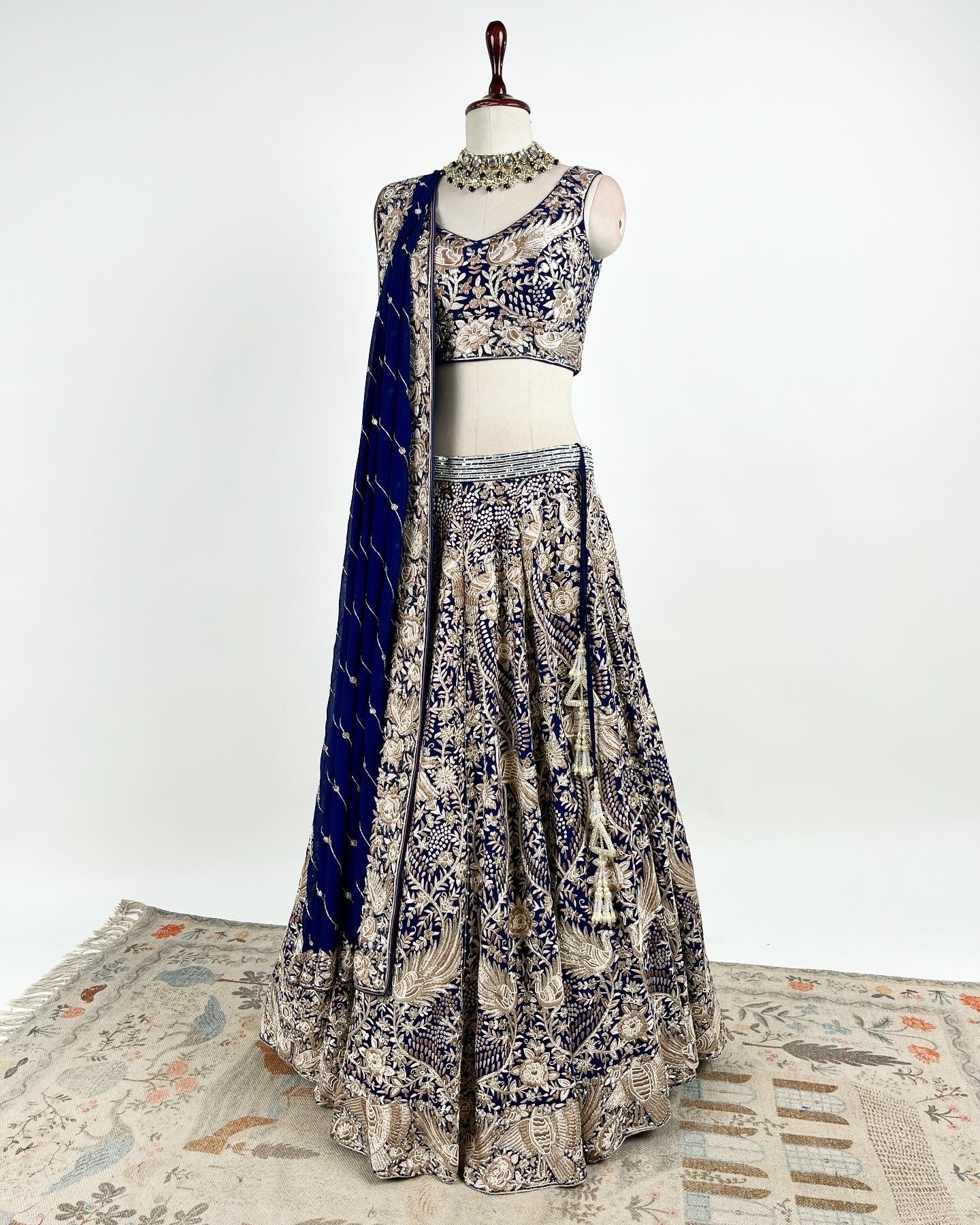 PARSI GARA LEHENGA WITH DETAILED CUTDANA & SEQUIN WORK