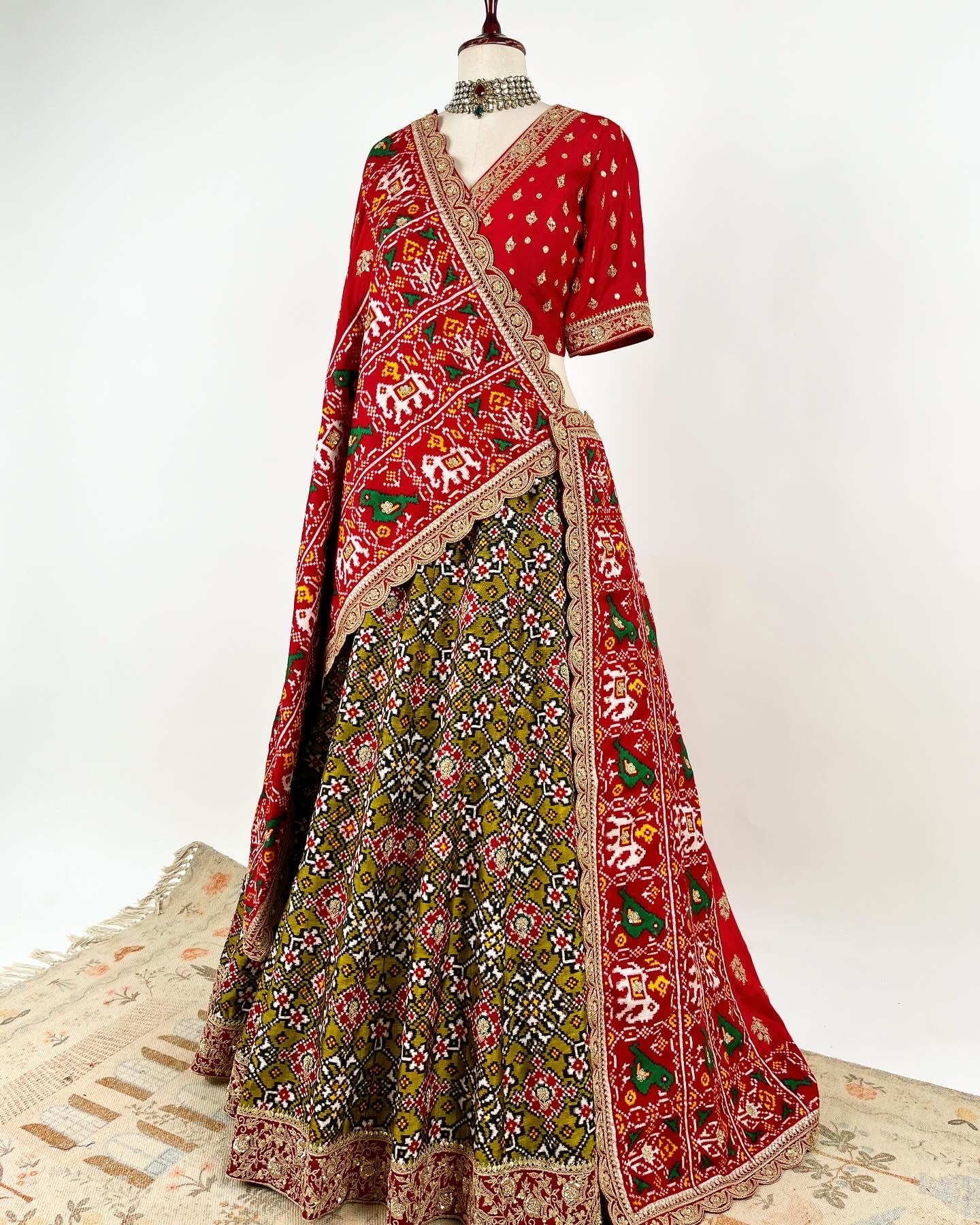 DOUBLE IKAT PATAN PATOLA LEHENGA IN MAROD WORK