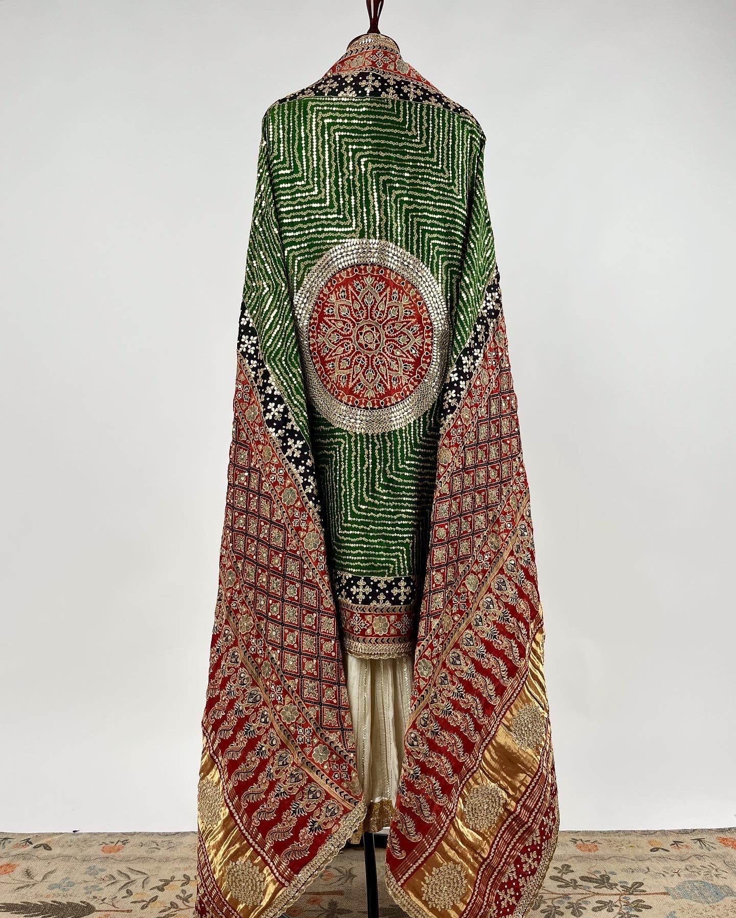 GREEN AJRAKH & BANDHANI DUPATTA