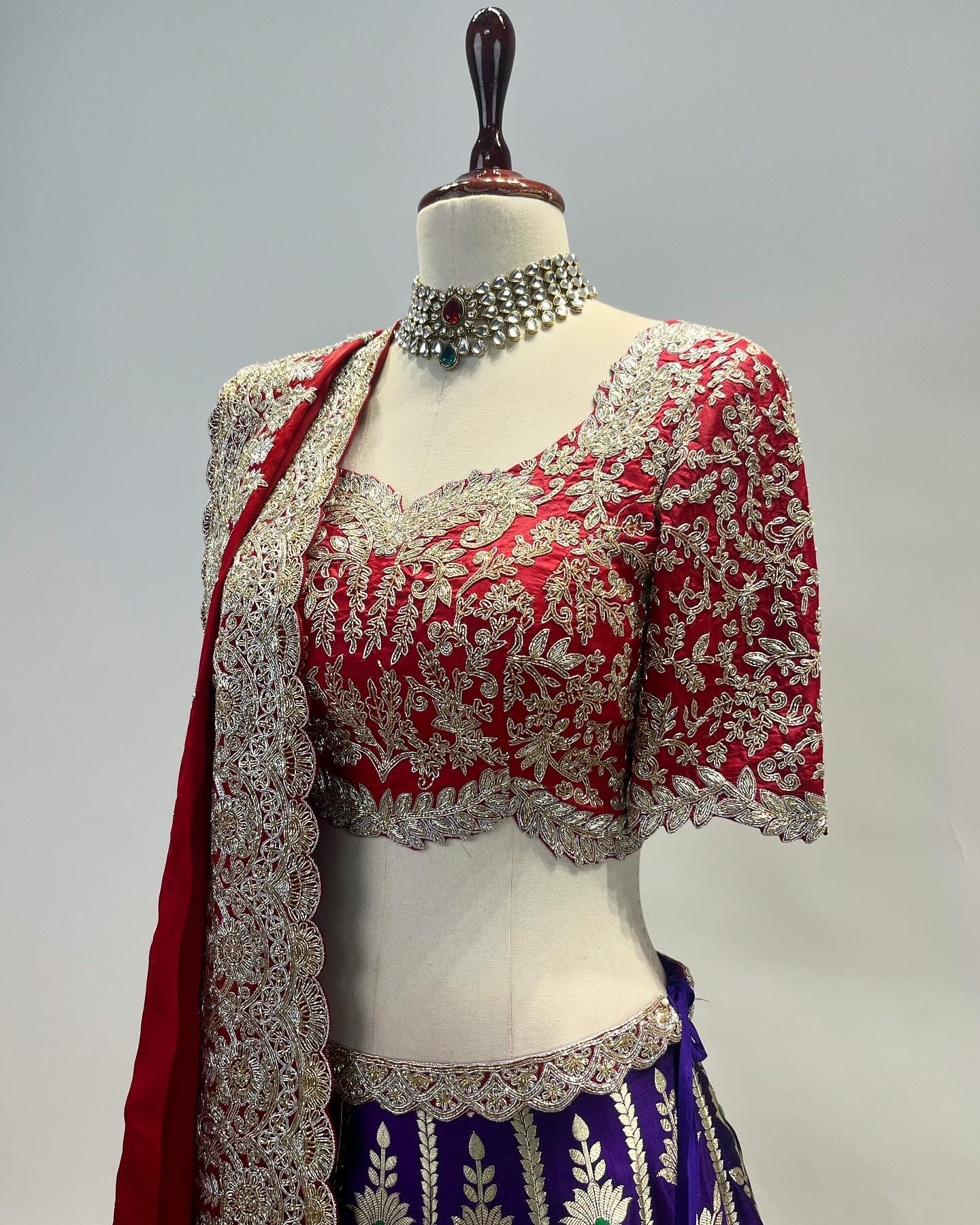 PURE KADWA WEAVE LEHENGA WITH ZARDOSI WORK DUPATTA & BLOUSE