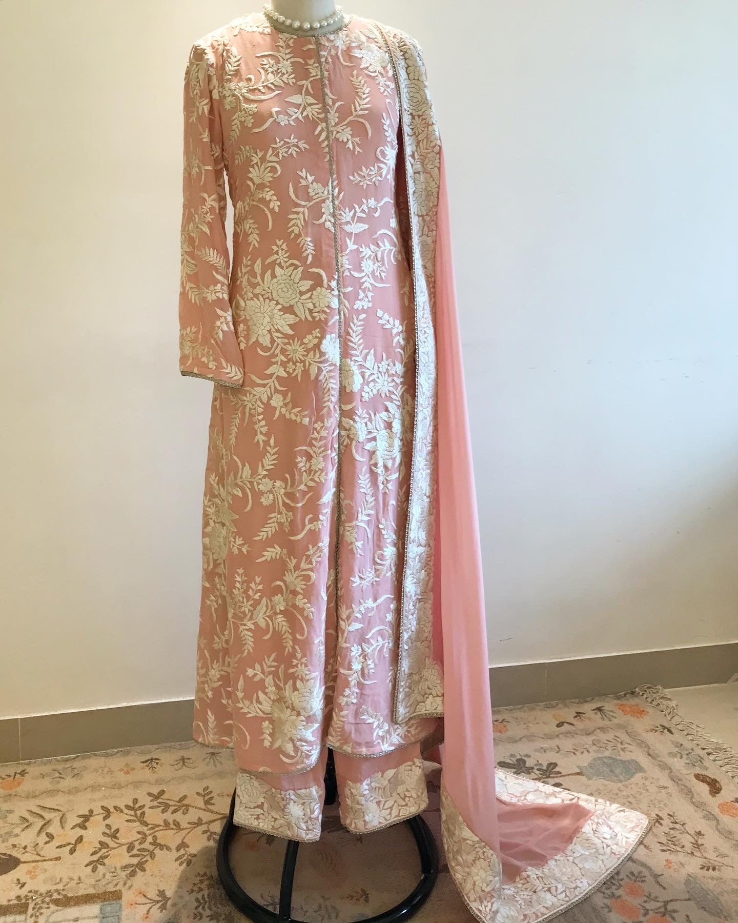 PASTEL PINK PARSI GARA KURTA SET