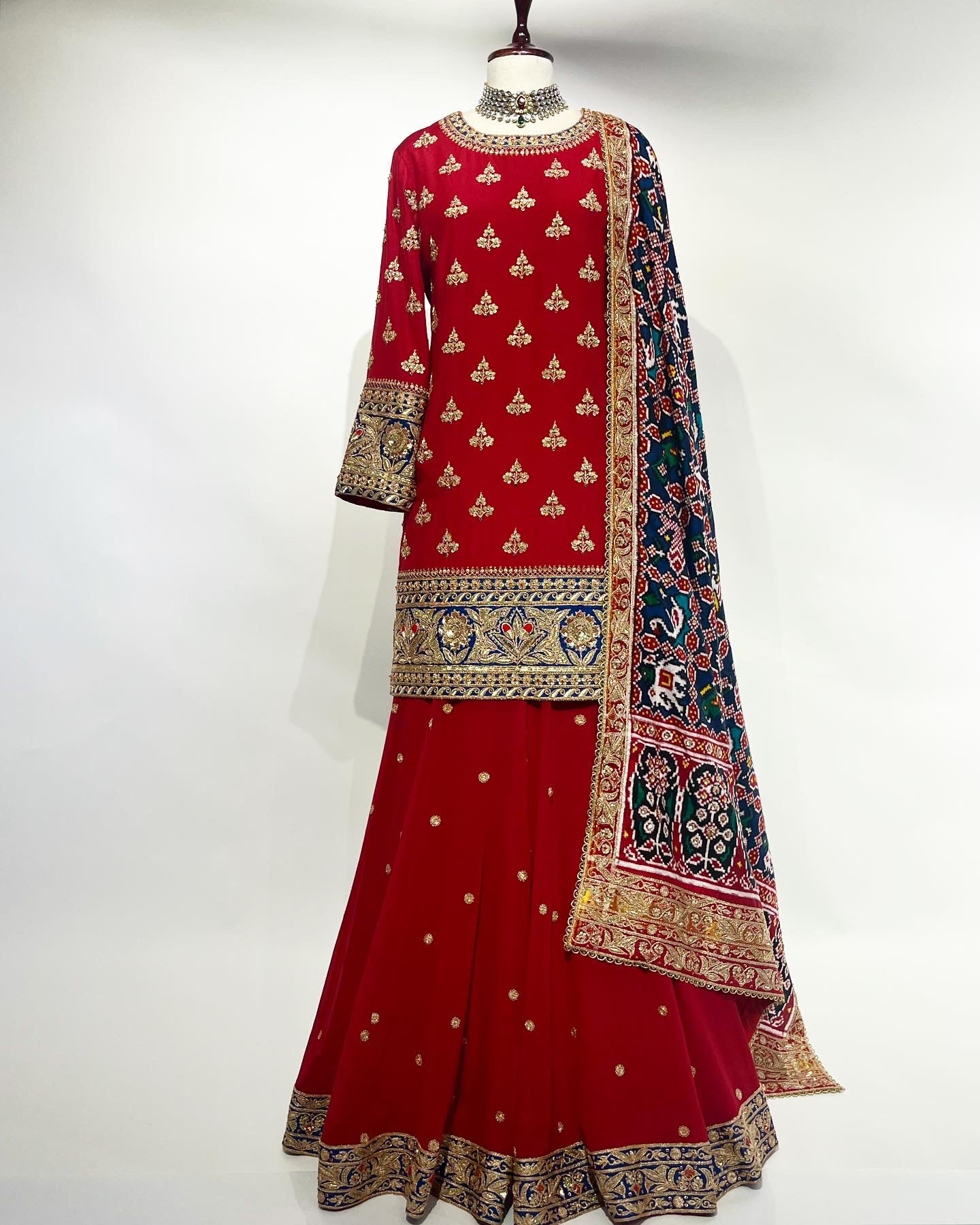 FINE MARODI WITH PATAN PATOLA WEAVE SHARARA ON PURE MUNGA SILK