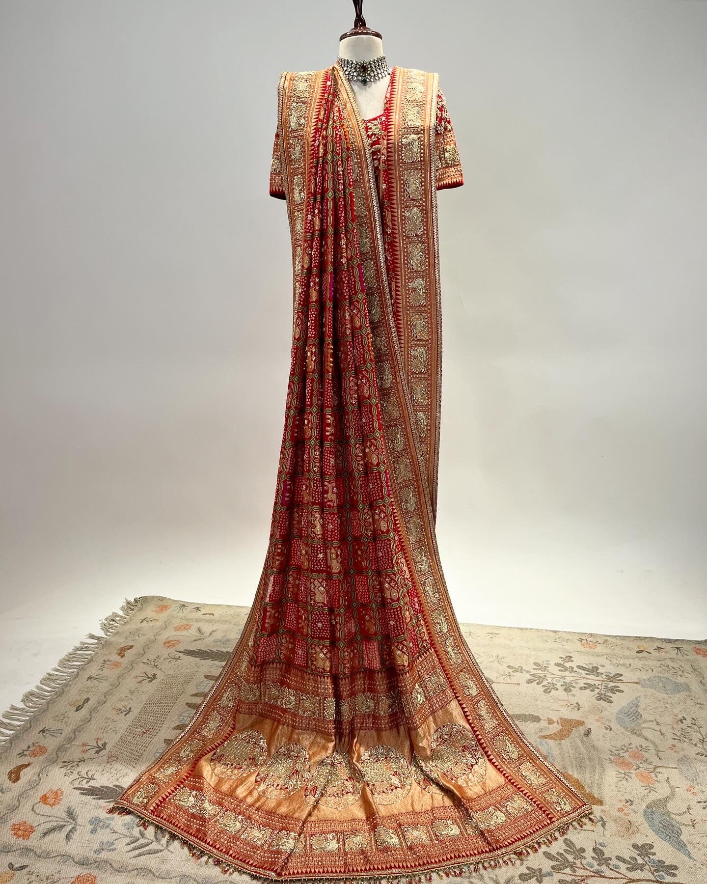 GHARCHOLA SAREE WITH PATOLA WEAVE ZARDOSI & MARODI WORK