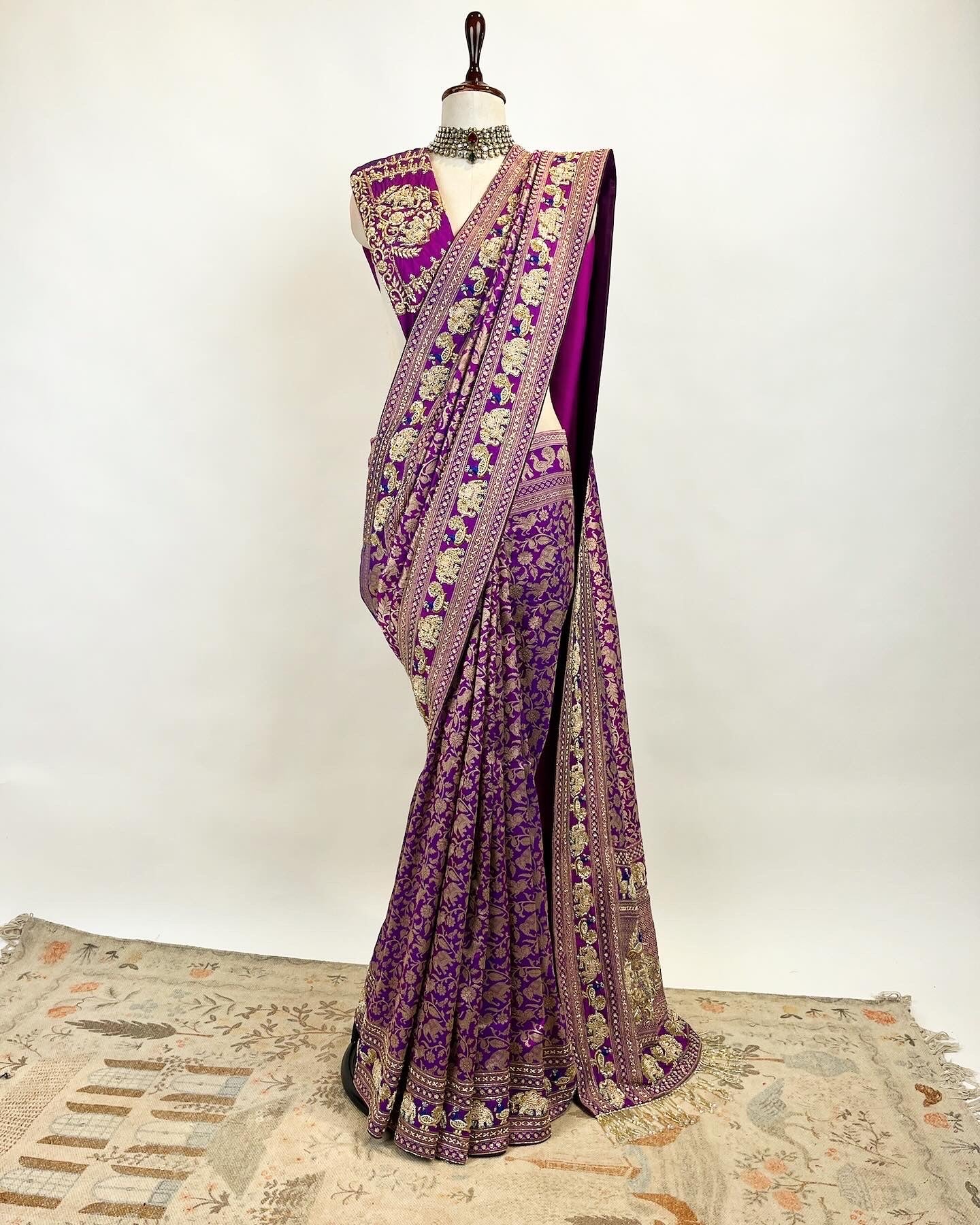 PURE BANARASI KADWA WEAVE SHIKARGAH SAREE IN ZARDOSI AND ZARI WORK