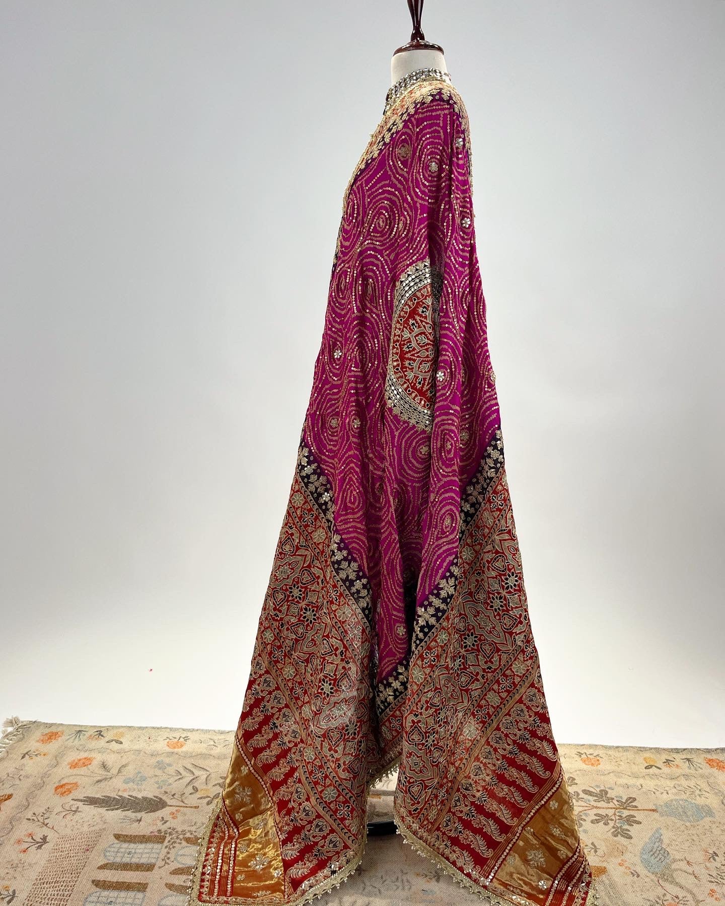 PINK AJRAKH BANDHANI DUPATTA