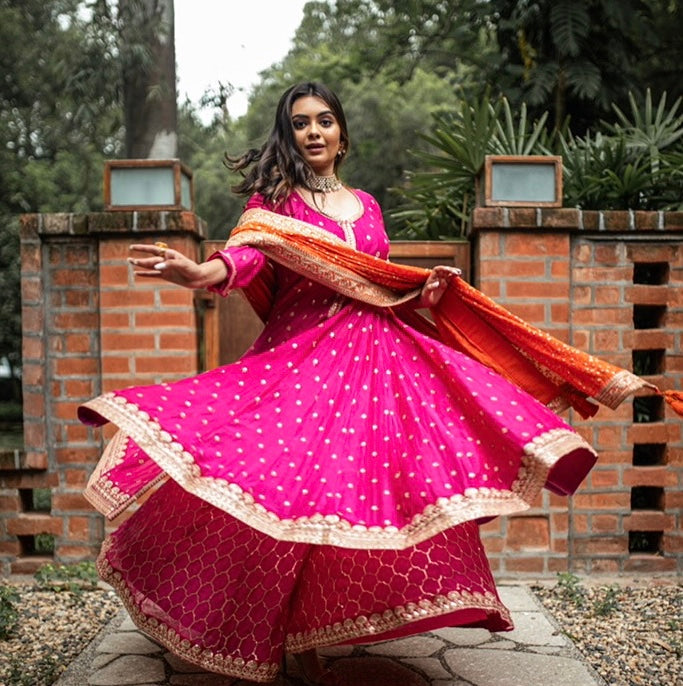 PINK KALIDAAR ANARKALI SHARARA