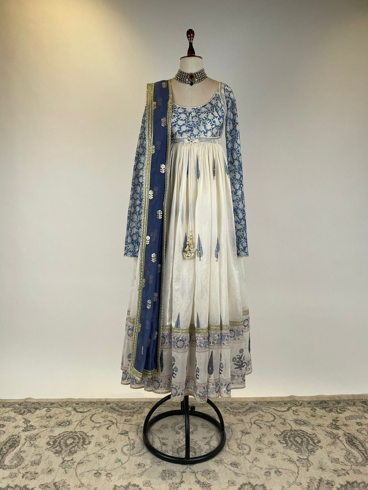 CHANDERI BLOCK PRINTED UMRAO STYLE ANARKALI SET