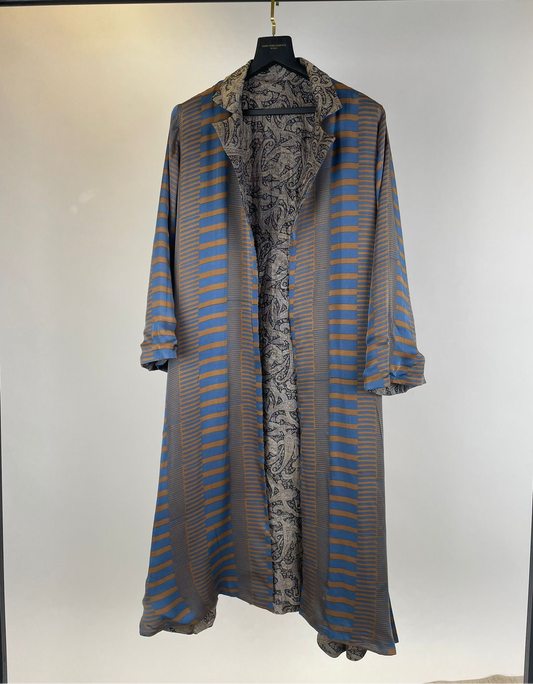 PRINTED REVERSIBLE SILK TRENCH JACKET