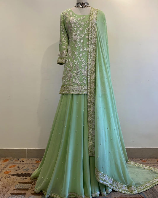 PASTEL GREEN GARA SHARARA