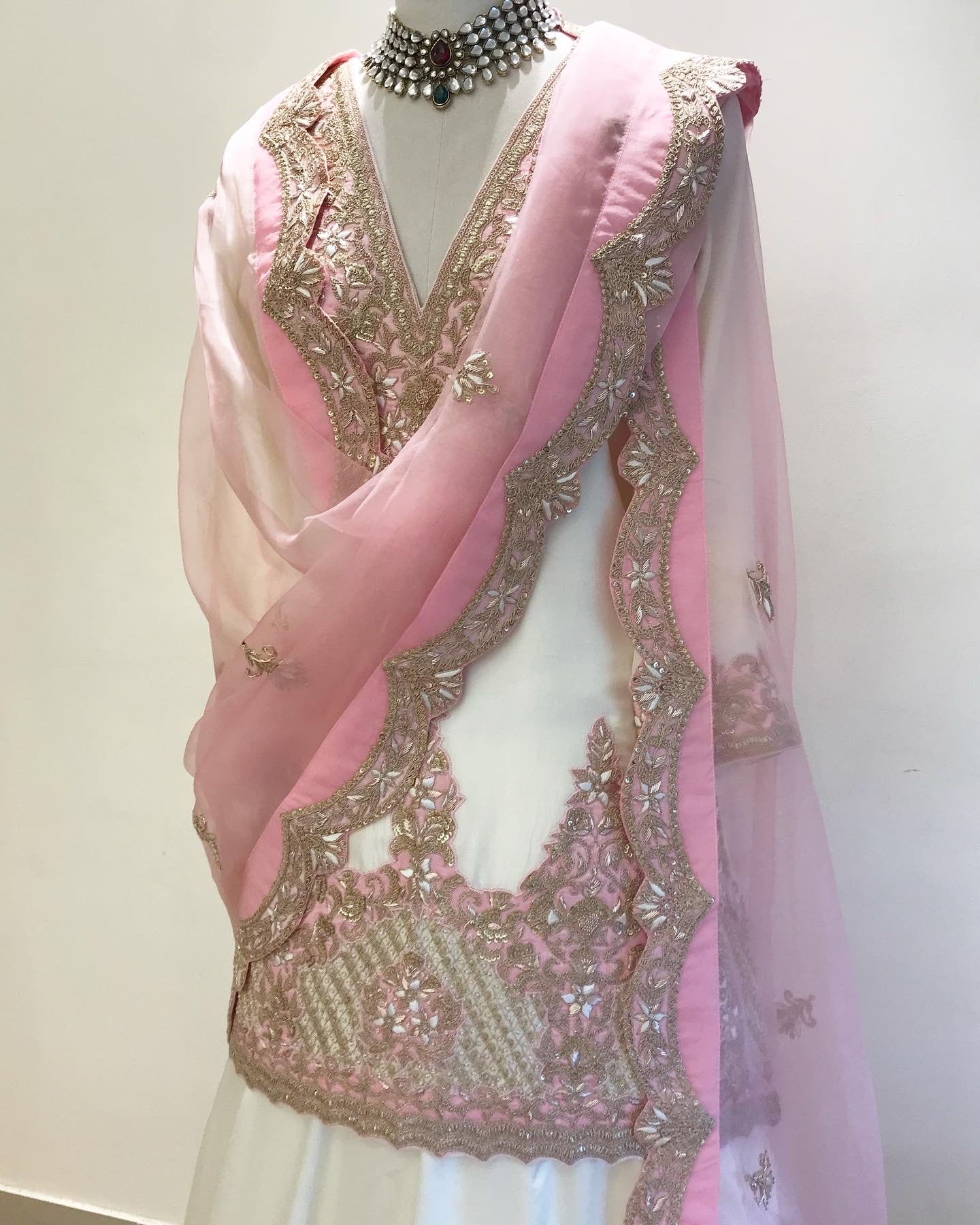 PASTEL PINK & WHITE ZARDOSI & MARODI WORK SHARARA