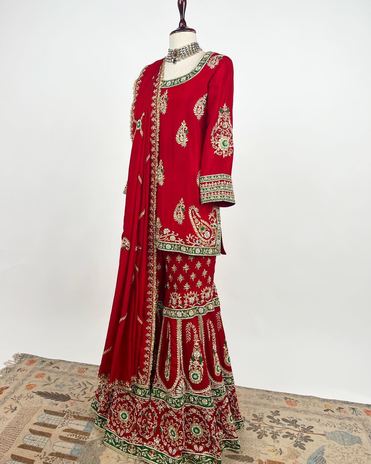 GANGA JAMUNA ZARDOSI & FINE FRENCH KNOT GHARARA ENSEMBLE