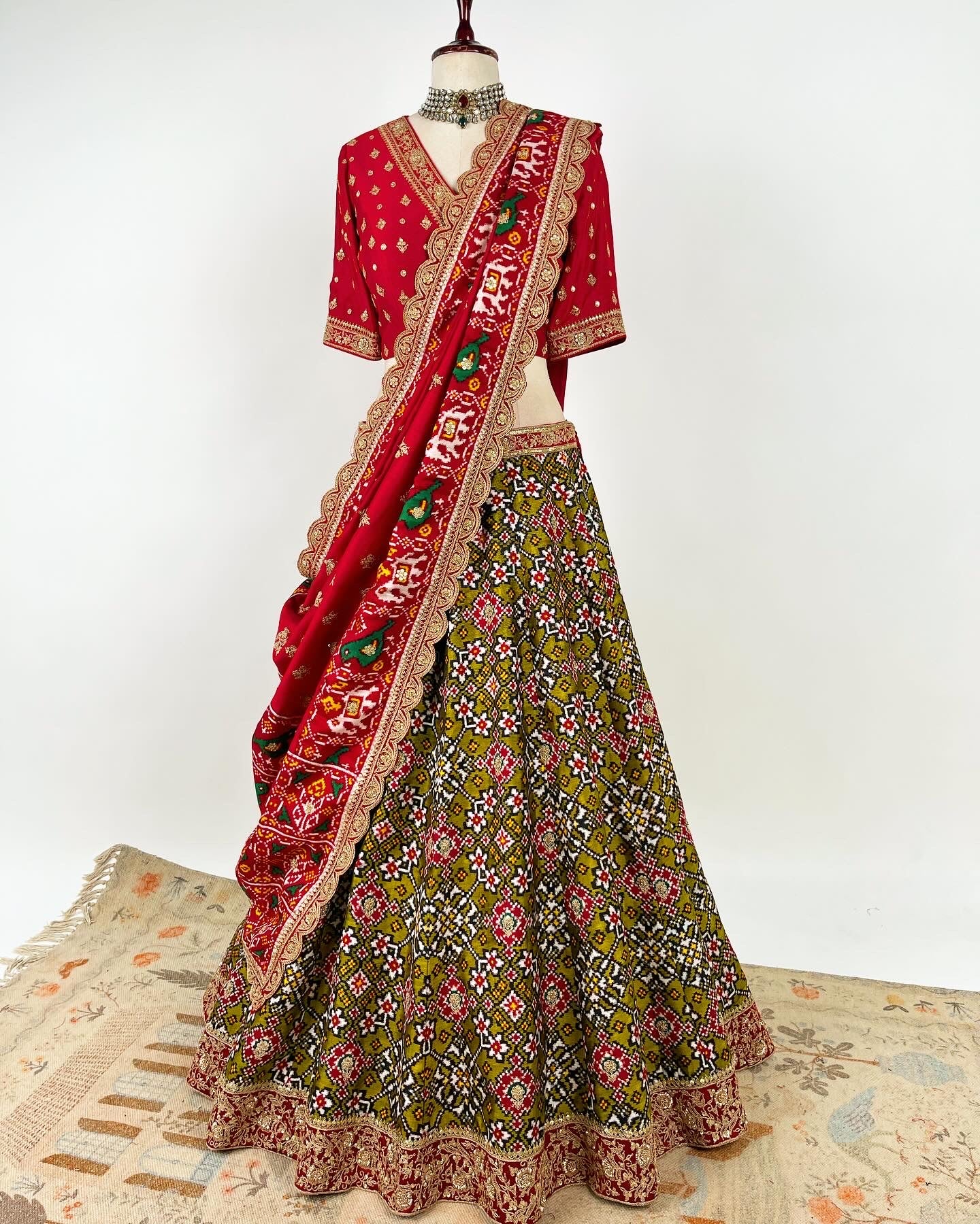 DOUBLE IKAT PATAN PATOLA LEHENGA IN MAROD WORK