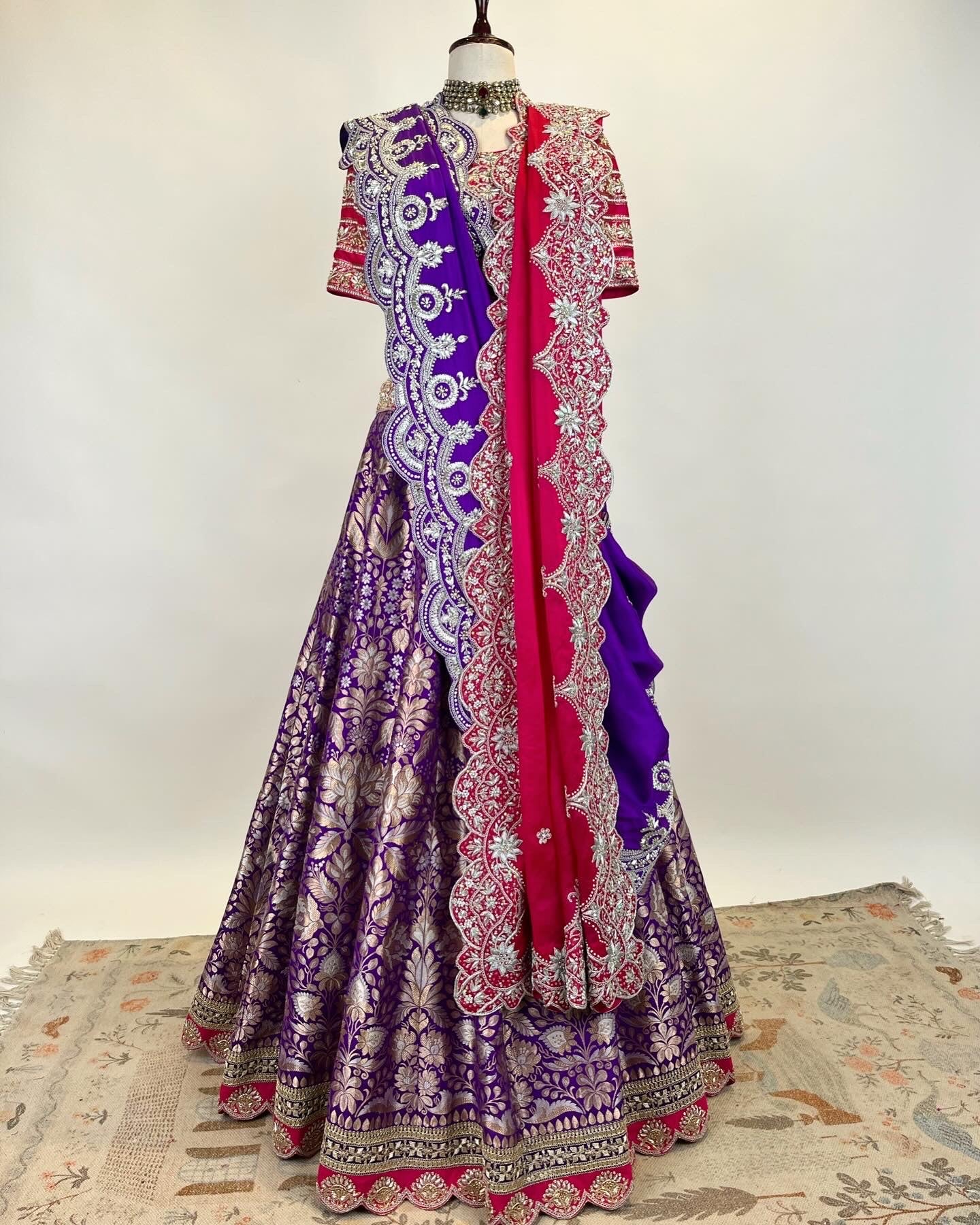 KADWA BANARASI GANGA JAMUNA WEAVE LEHENGA IN DABKA SAADI ZARDOSI & MARODI WORK