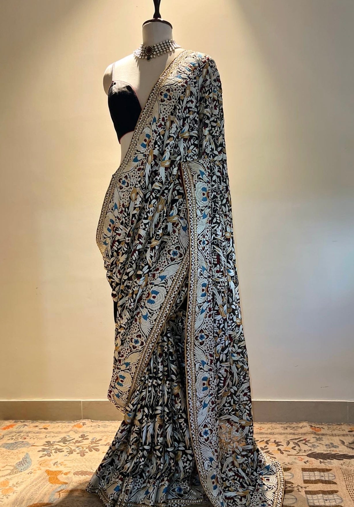 BLACK PARSI GARA SAREE