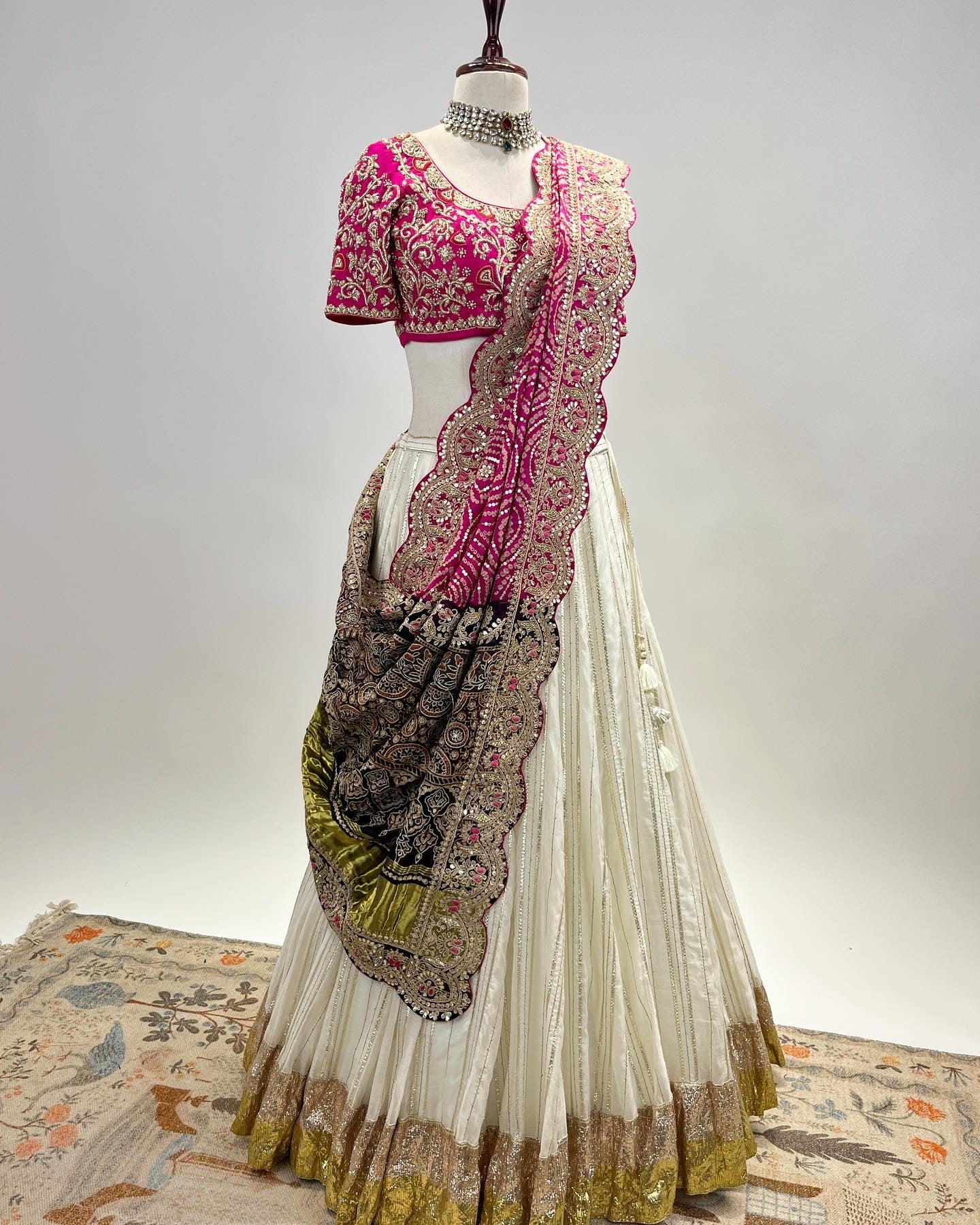 GOTAPATTI BANDHANI AJRAKH LEHENGA