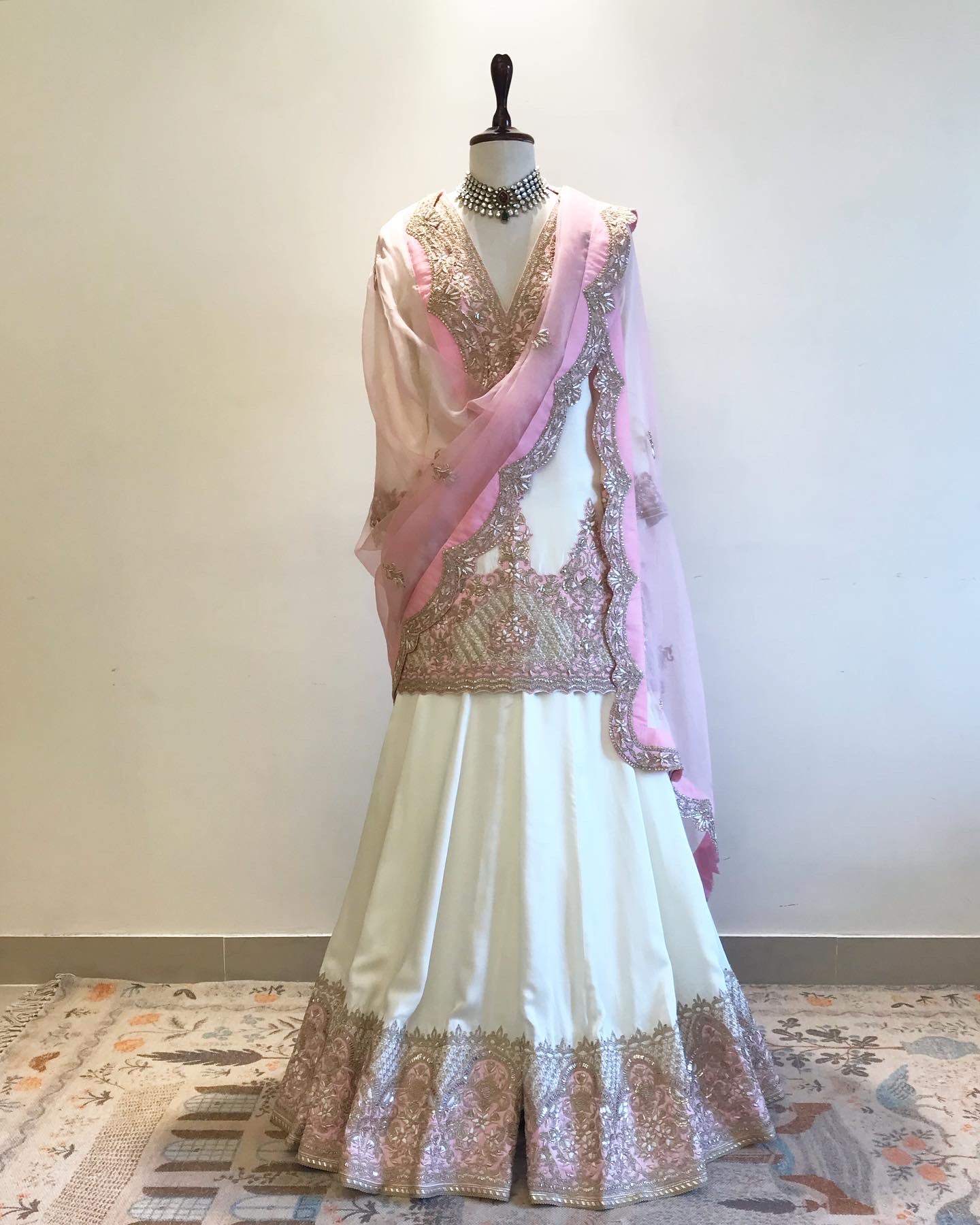 PASTEL PINK & WHITE ZARDOSI & MARODI WORK SHARARA