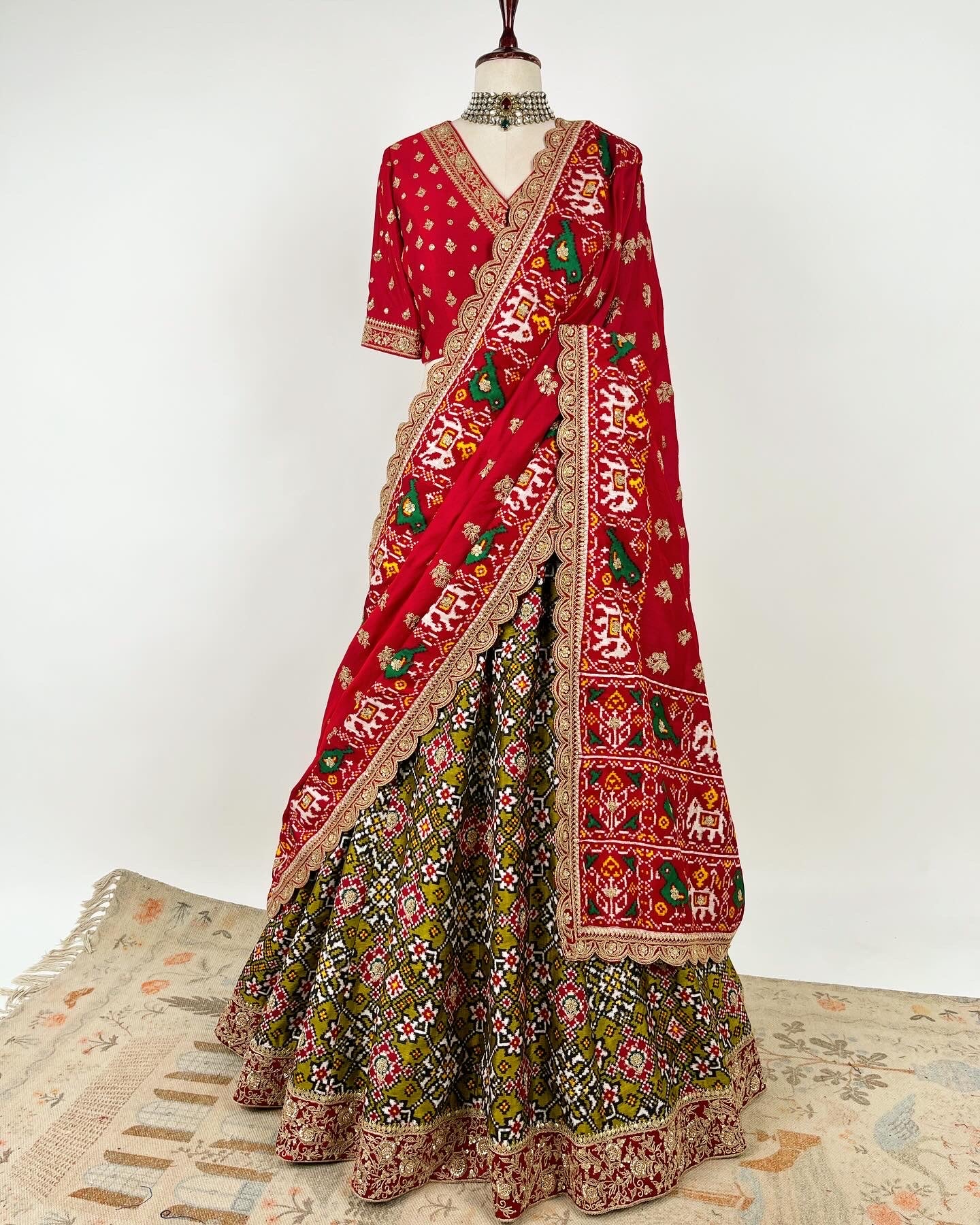 DOUBLE IKAT PATAN PATOLA LEHENGA IN MAROD WORK