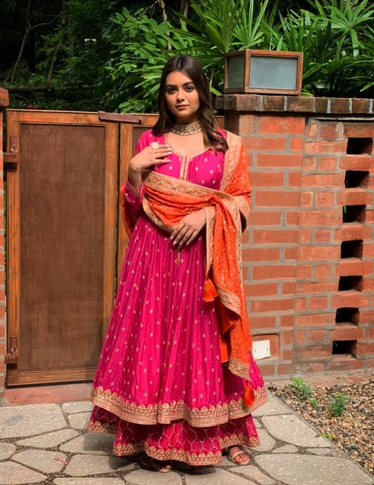 PINK KALIDAAR ANARKALI SHARARA