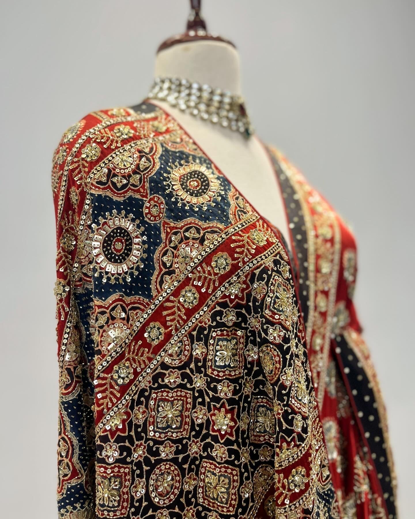 AJRAKH SAREE WITH HEAVY SEQUIN WORK