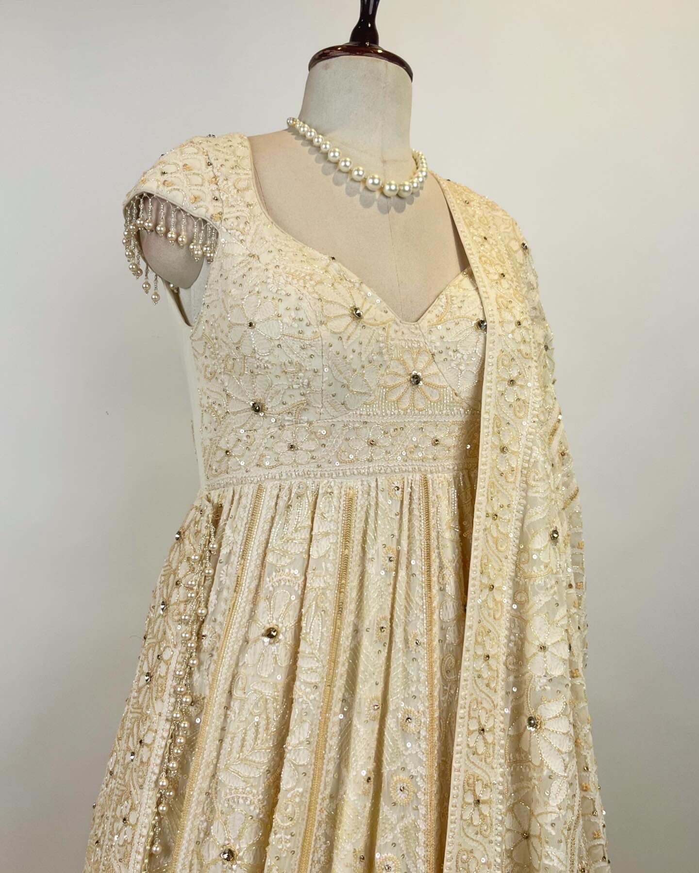 OMBRE ANARKALI IN DO TAAR CHIKANKARI WITH STONES SEQUIN & GLASS PIPES