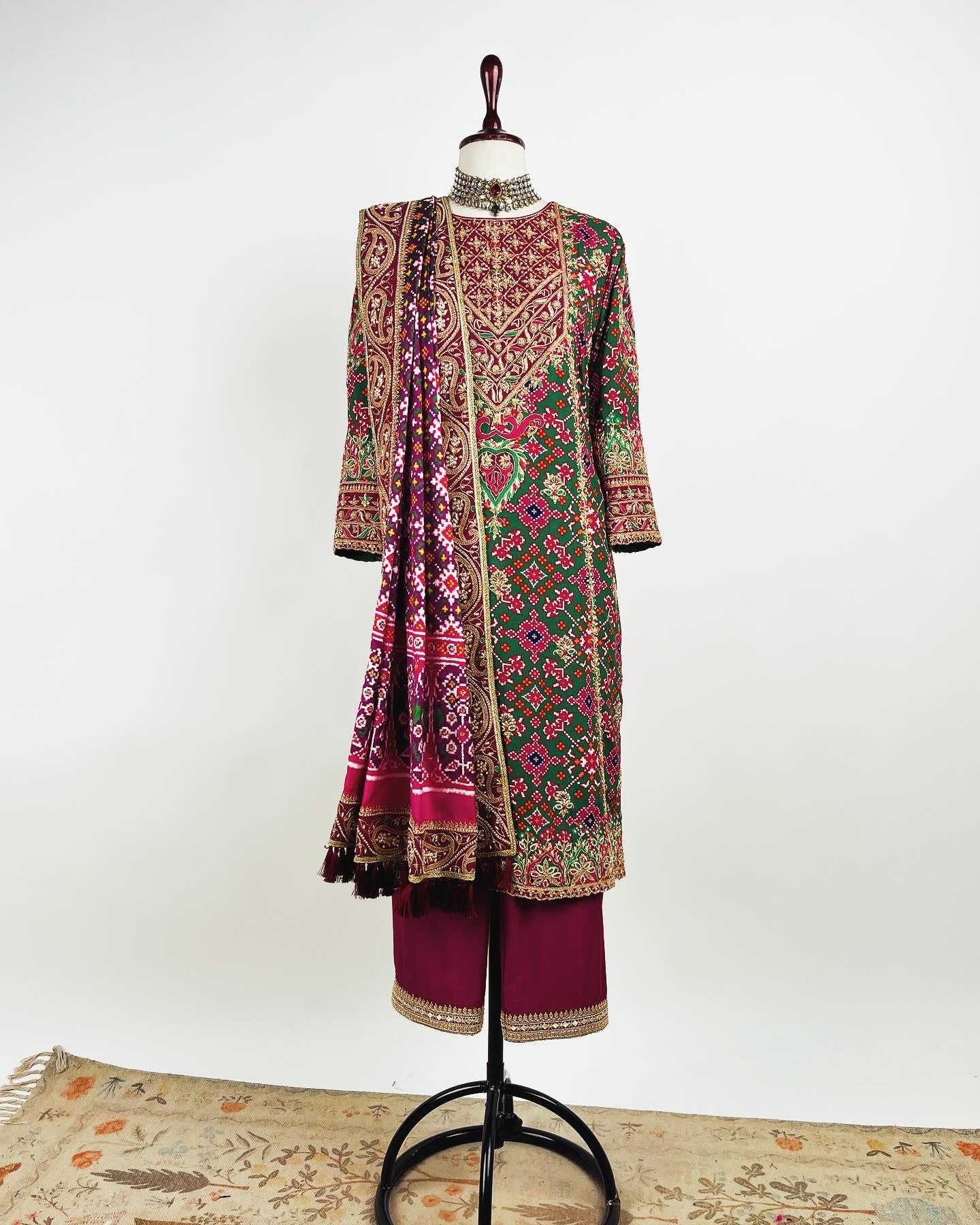 DOUBLE IKAT PATOLA SUIT SET WITH ZARDOSI WORK