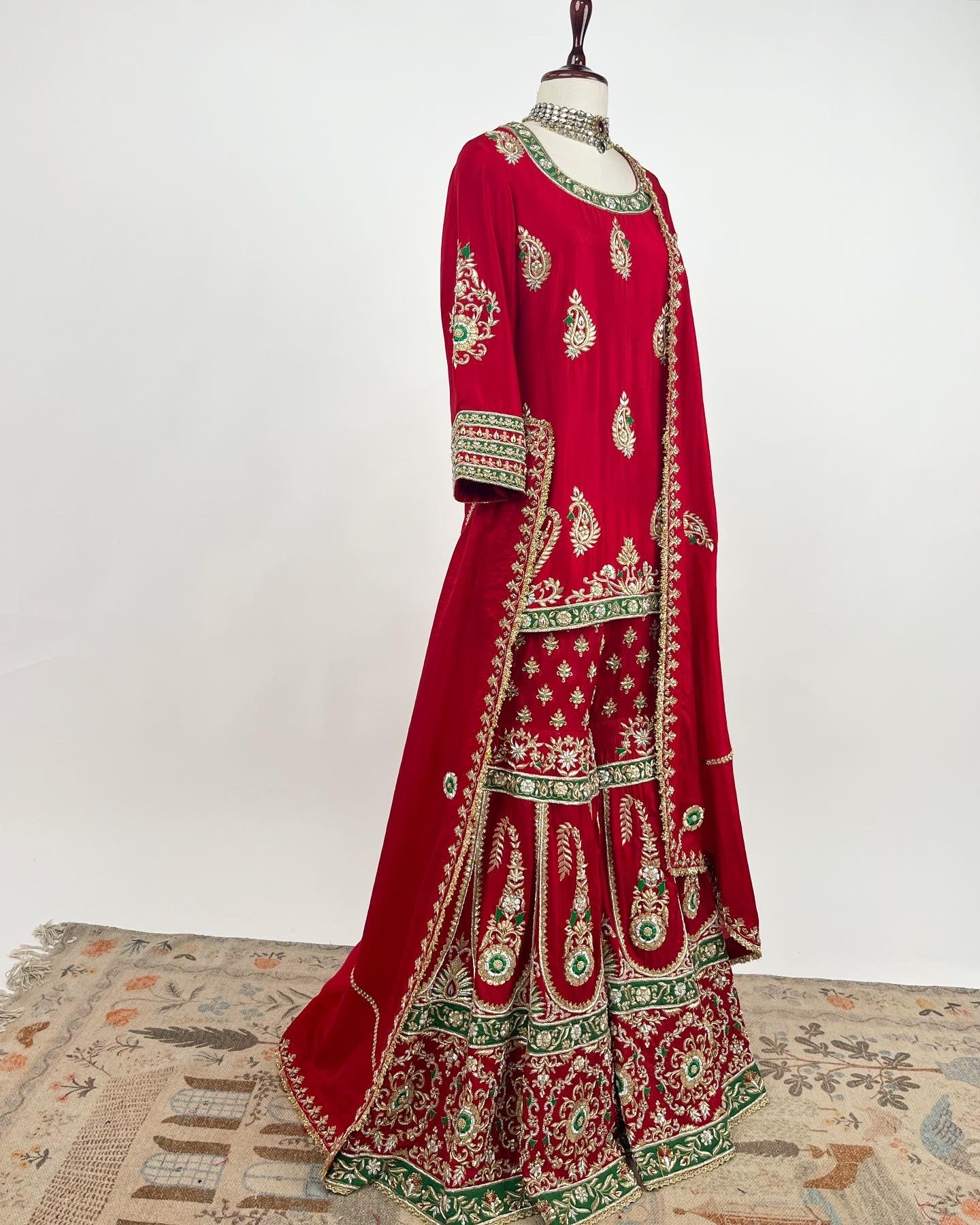 GANGA JAMUNA ZARDOSI & FINE FRENCH KNOT GHARARA ENSEMBLE