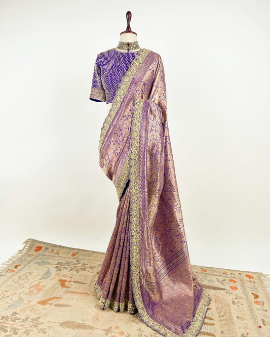 DAMPAJ WEAVE HANDLOOM BANARASI SAREE WITH ZARDOSI WORK