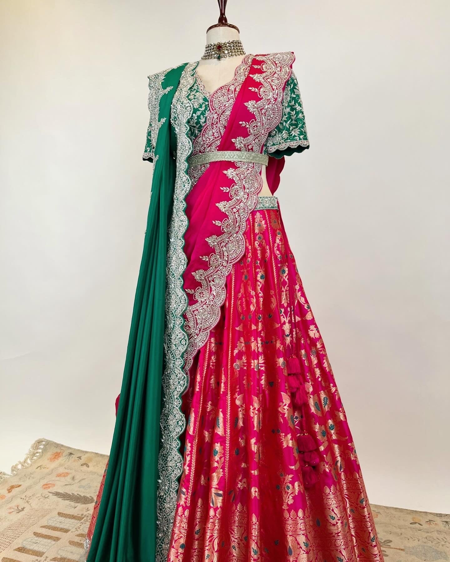 KADWA & MEENAKARI WEAVE LEHENGA WITH ZARDOSI WORK