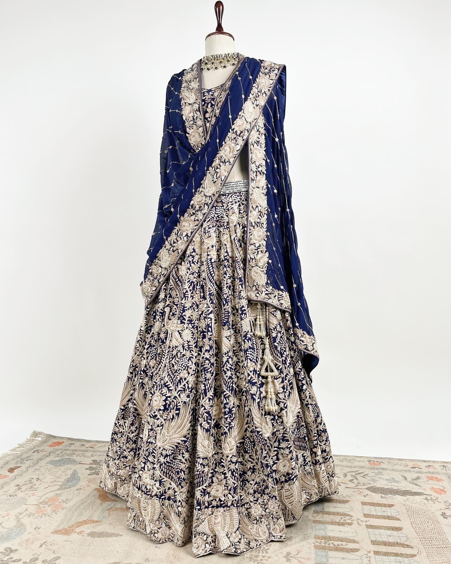 PARSI GARA LEHENGA WITH DETAILED CUTDANA & SEQUIN WORK