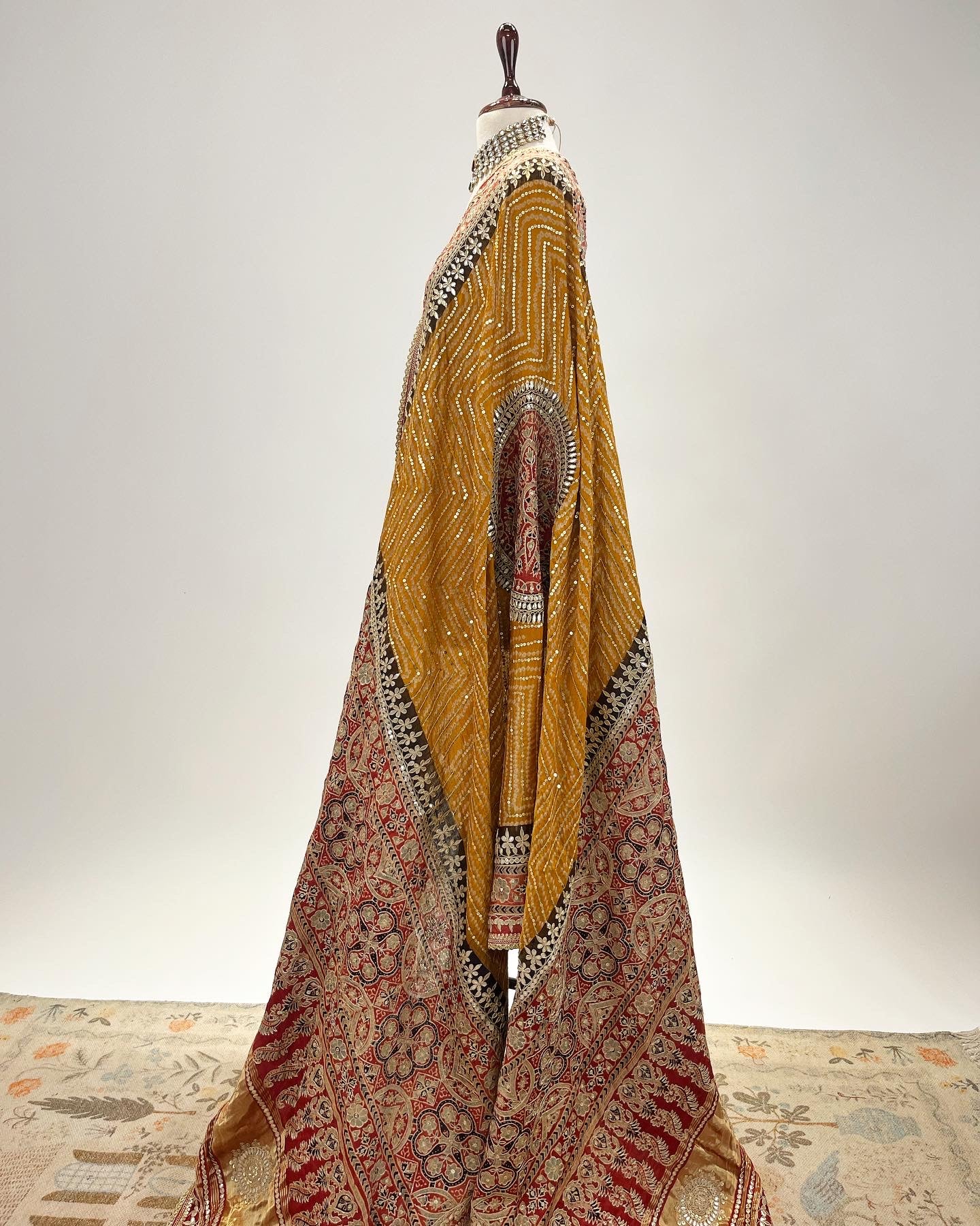 OCHRE AJRAKH BANDHANI DUPATTA