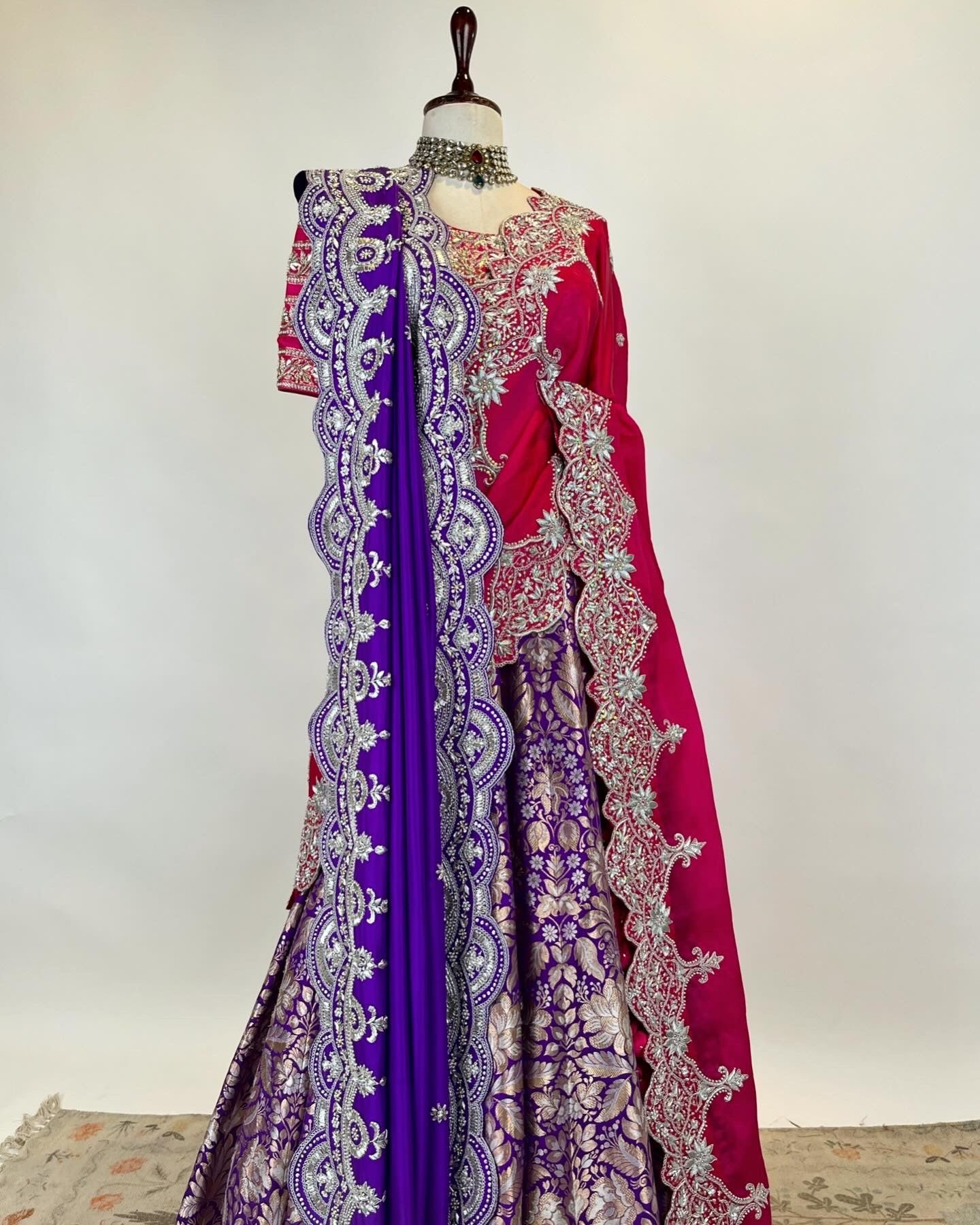 KADWA BANARASI GANGA JAMUNA WEAVE LEHENGA IN DABKA SAADI ZARDOSI & MARODI WORK