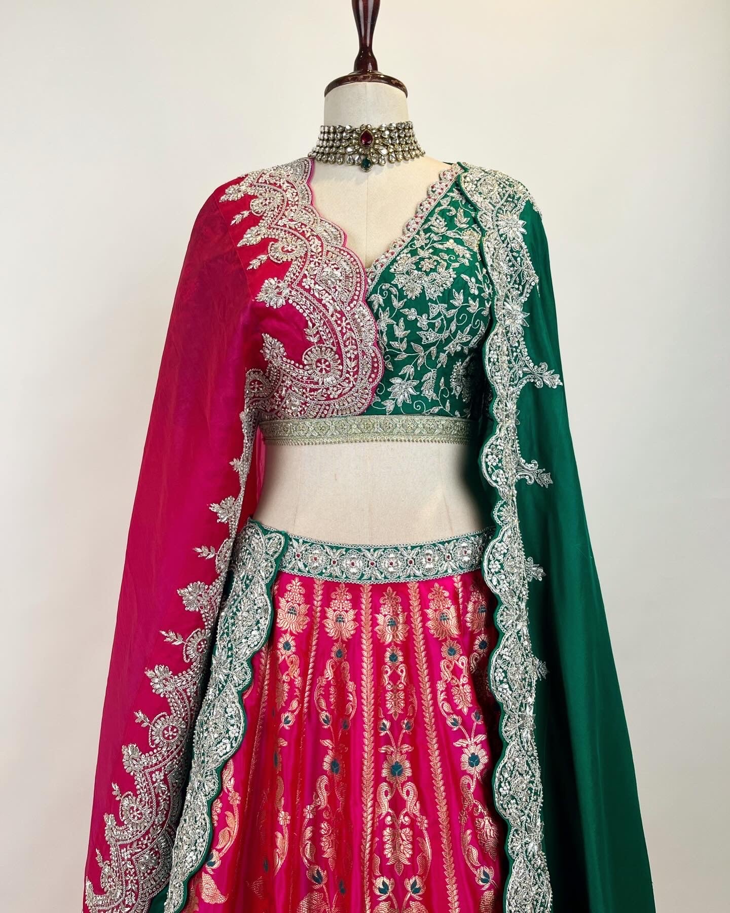 KADWA & MEENAKARI WEAVE LEHENGA WITH ZARDOSI WORK