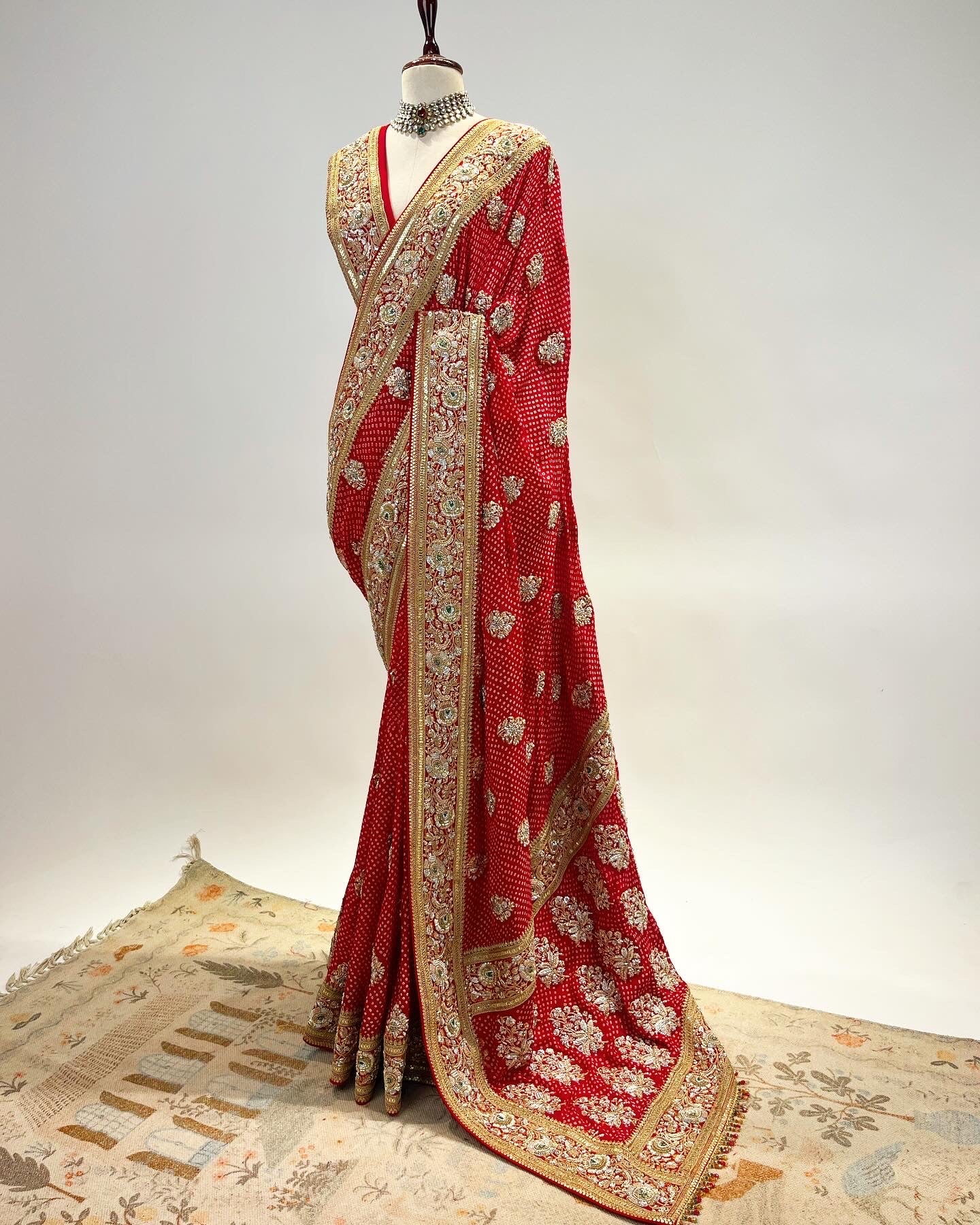 RAI  BANDHEJ ZARDOSI WORK SAREE