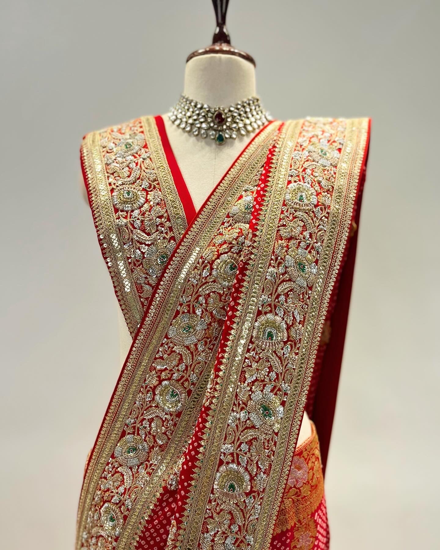 RAI  BANDHEJ ZARDOSI WORK SAREE