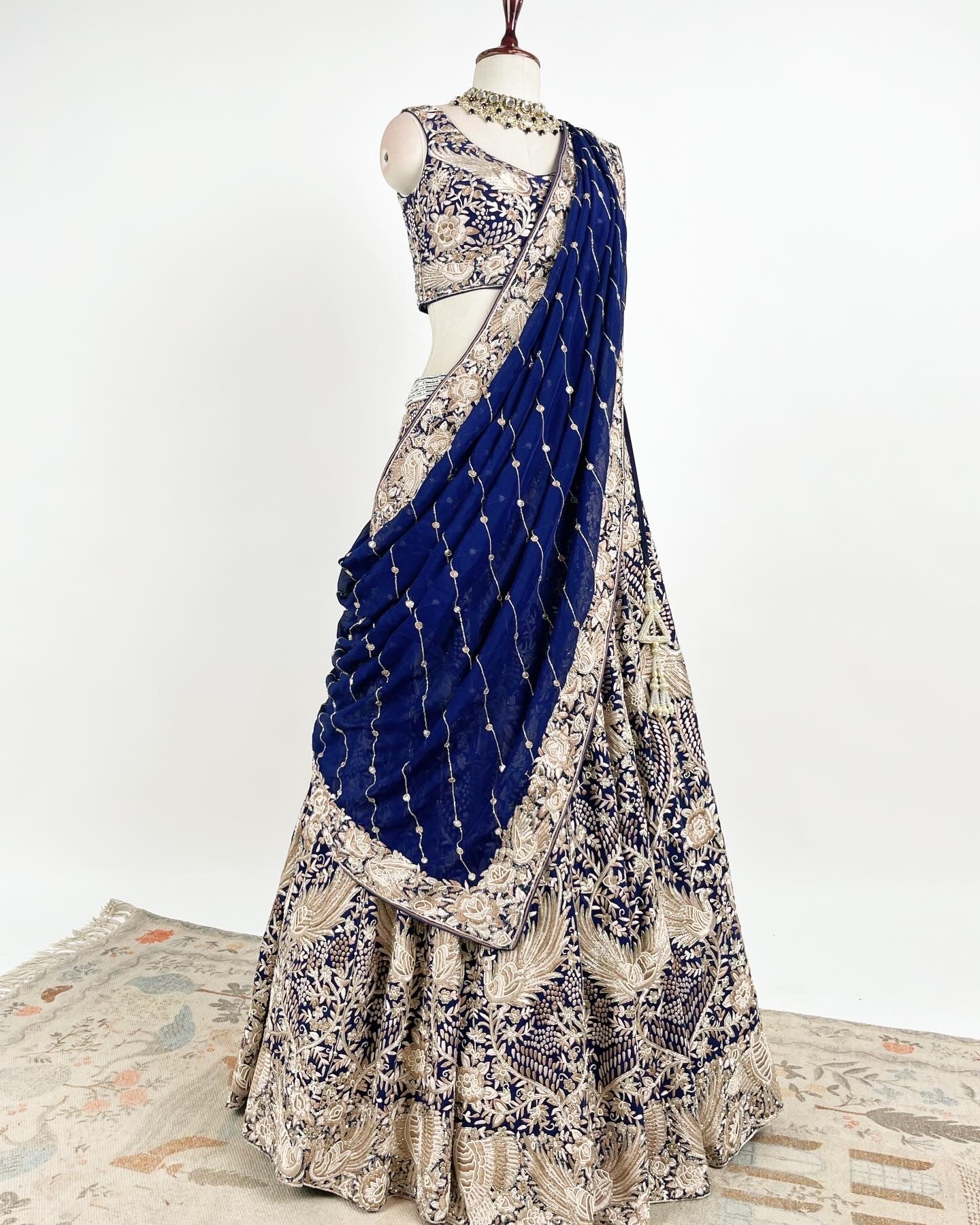 PARSI GARA LEHENGA WITH DETAILED CUTDANA & SEQUIN WORK