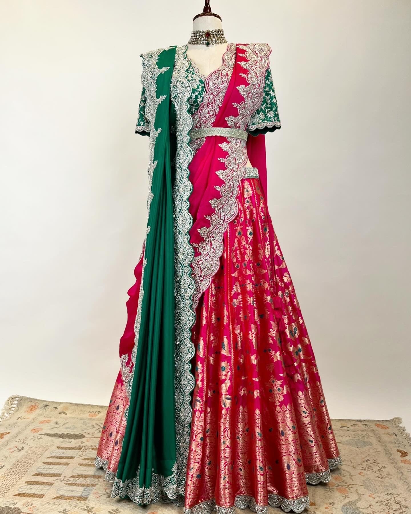 KADWA & MEENAKARI WEAVE LEHENGA WITH ZARDOSI WORK