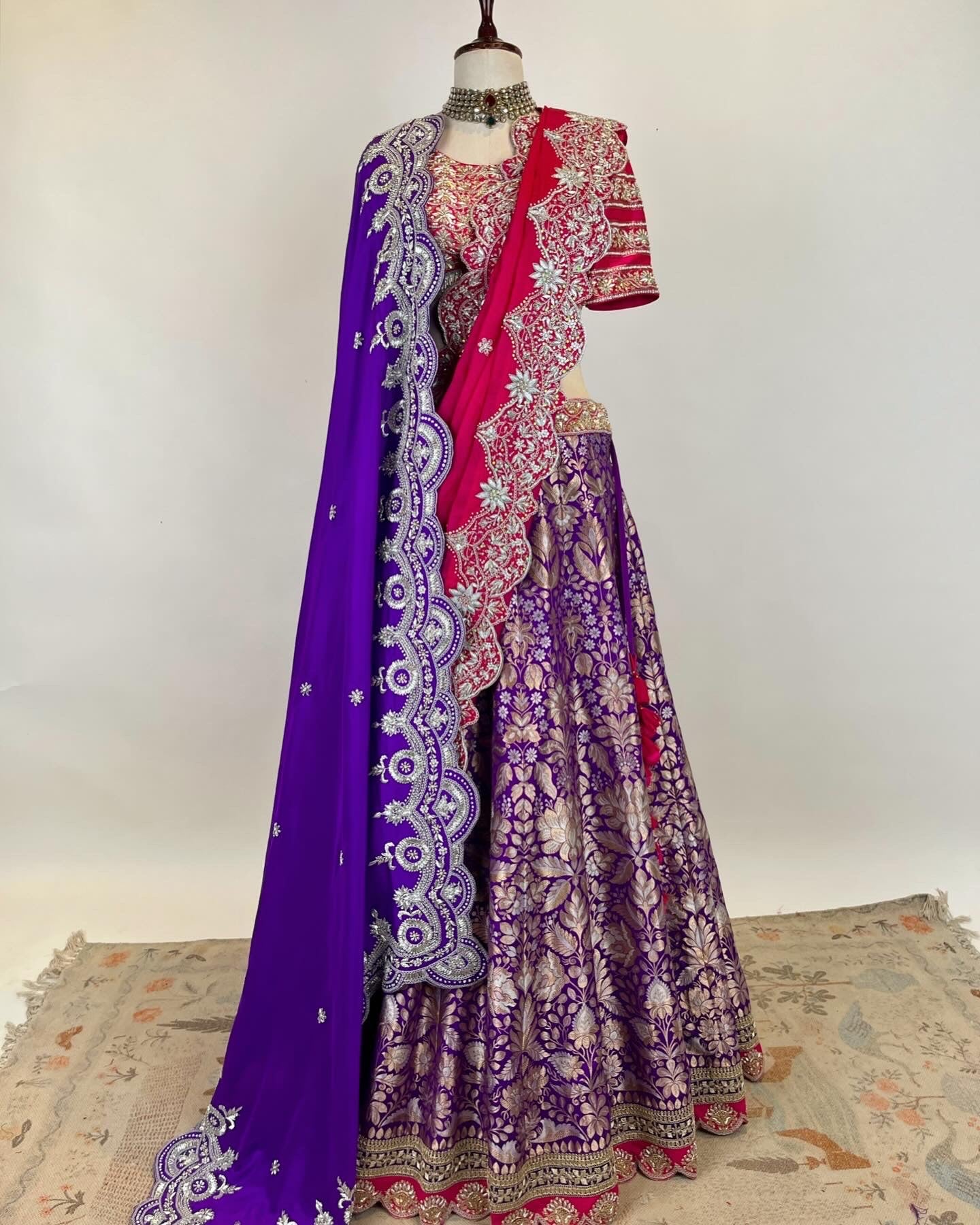 KADWA BANARASI GANGA JAMUNA WEAVE LEHENGA IN DABKA SAADI ZARDOSI & MARODI WORK