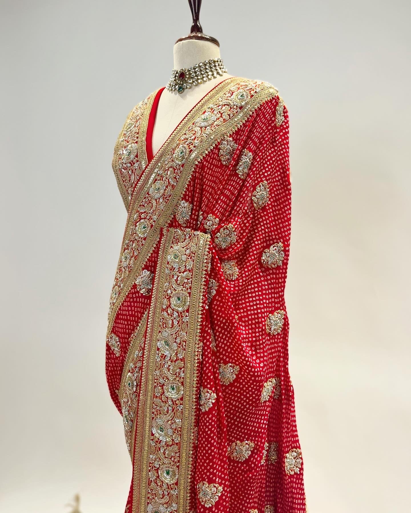 RAI  BANDHEJ ZARDOSI WORK SAREE