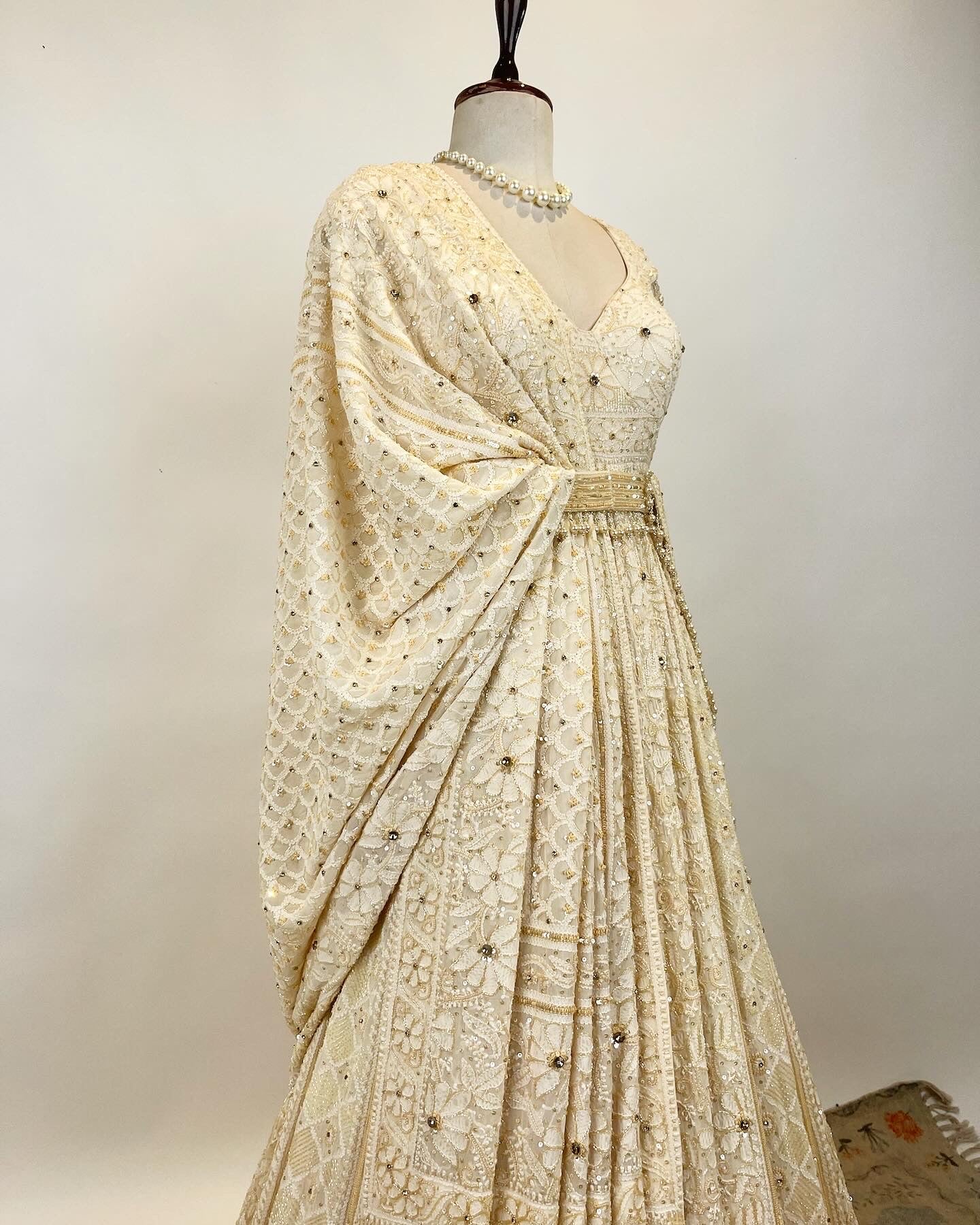 OMBRE ANARKALI IN DO TAAR CHIKANKARI WITH STONES SEQUIN & GLASS PIPES