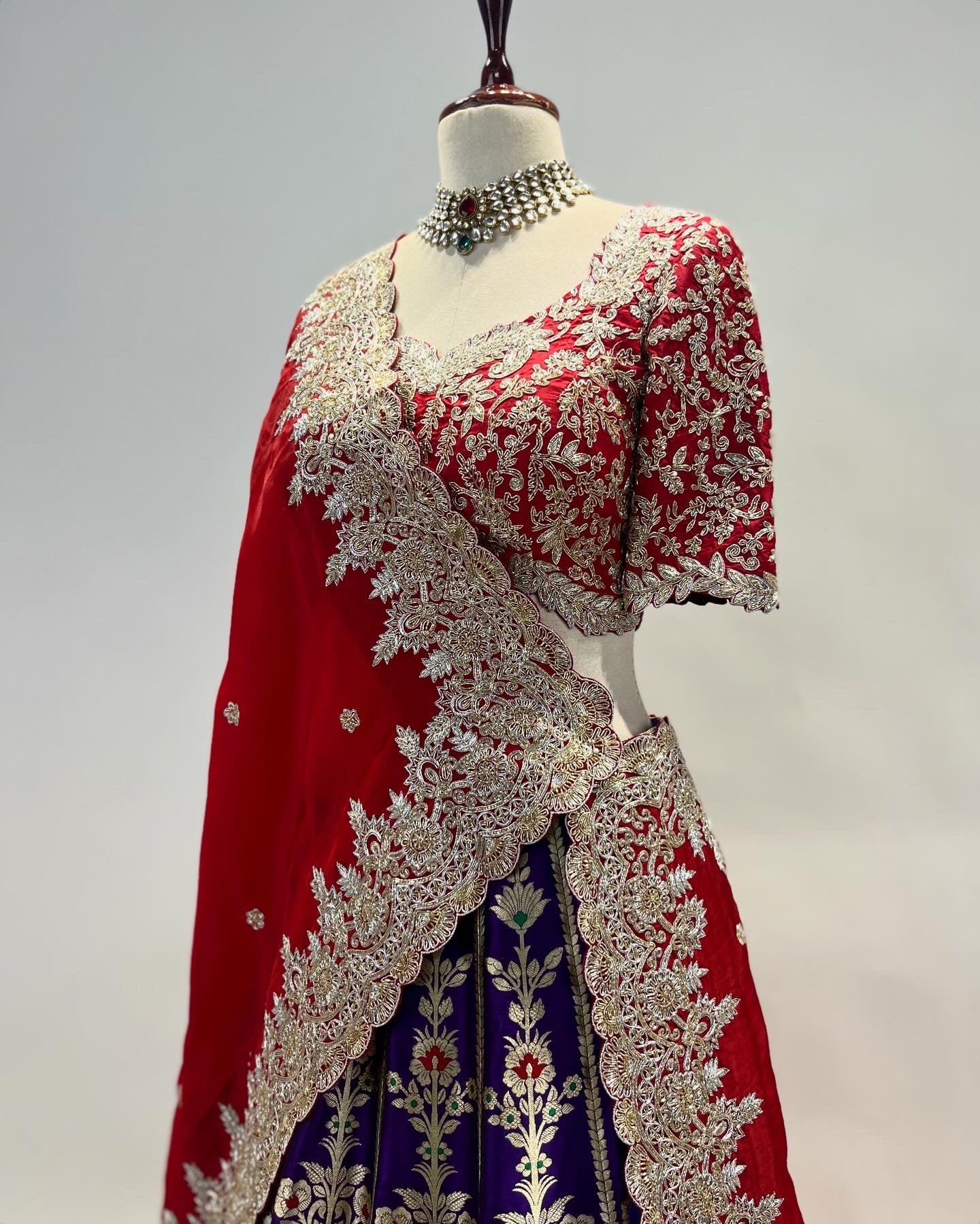 PURE KADWA WEAVE LEHENGA WITH ZARDOSI WORK DUPATTA & BLOUSE