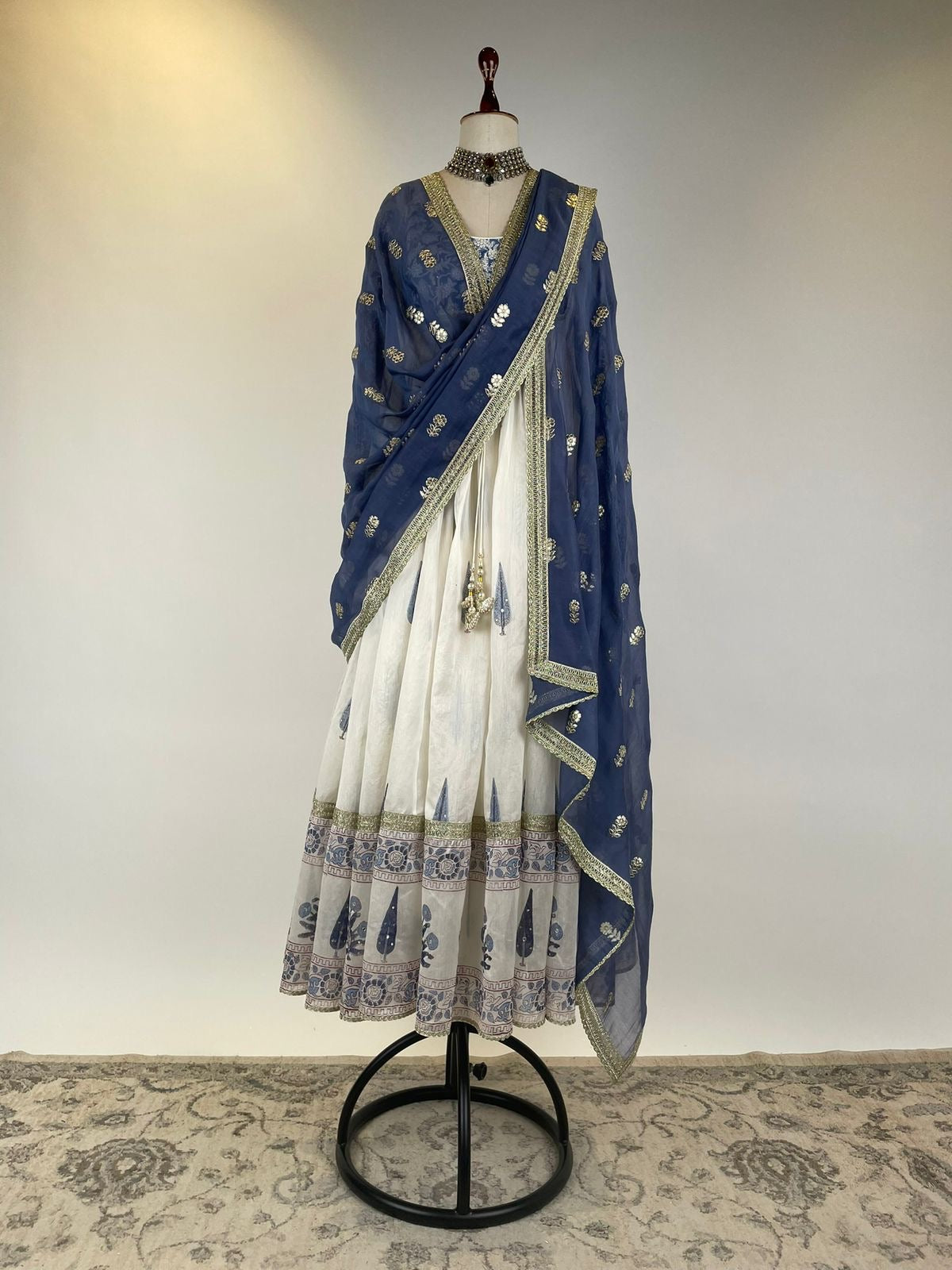 CHANDERI BLOCK PRINTED UMRAO STYLE ANARKALI SET